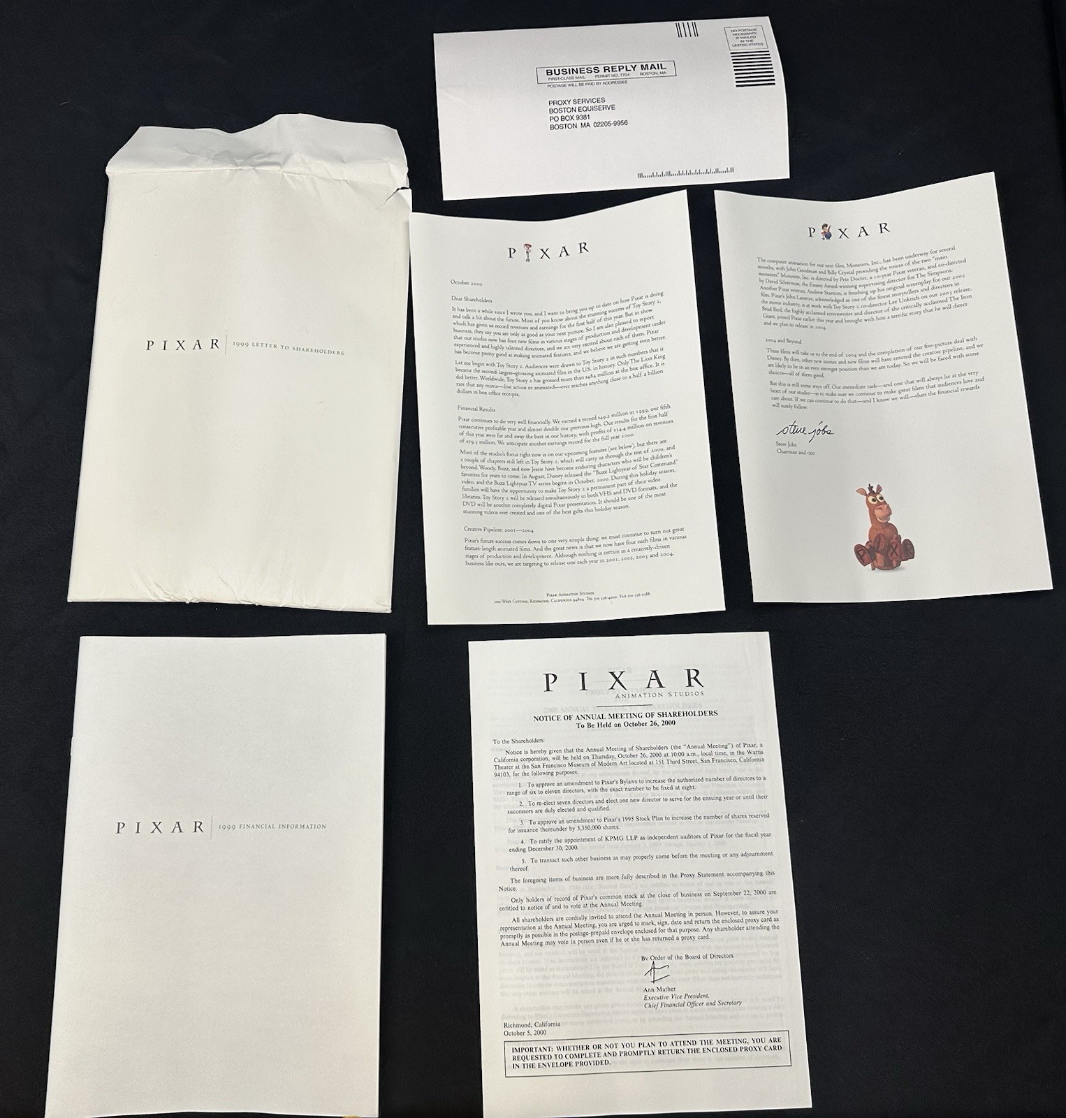 Vintage PIXAR 1999 Shareholder Financial Information / Steve Jobs – Complete