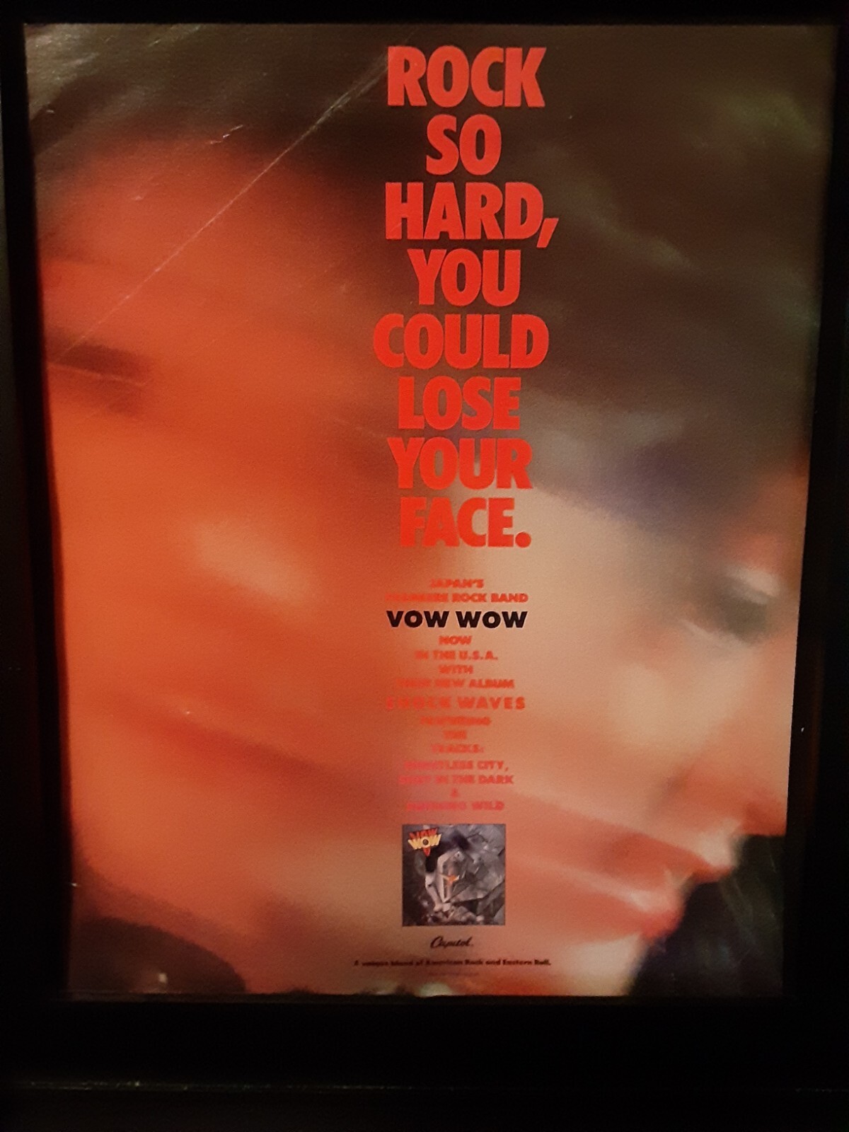 Vow Wow Shock Waves Rare Original Promo Poster Ad Framed!