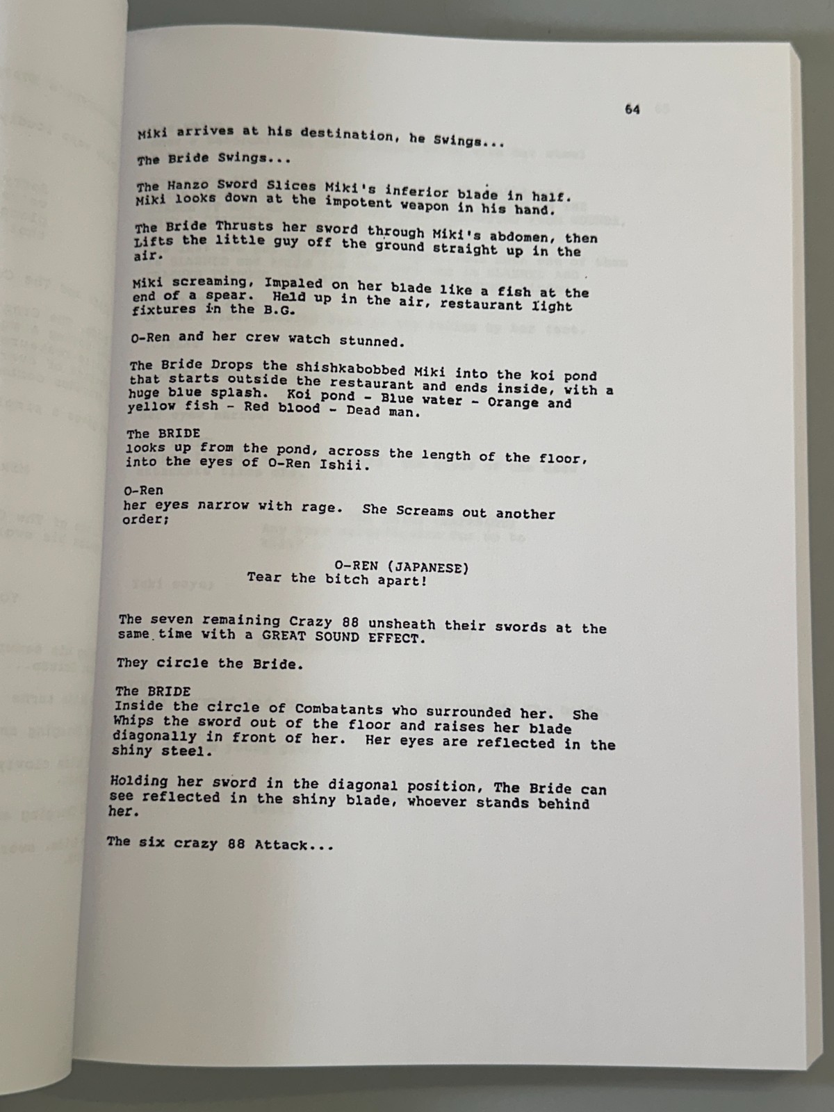 Kill Bill Screenplay Final Draft Quentin Tarantino Uma Thurman 2003 Movie Script