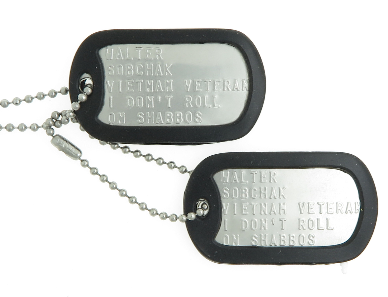 Walter Sobchak Stainless Steel Military Dog Tag Costume Necklace Set