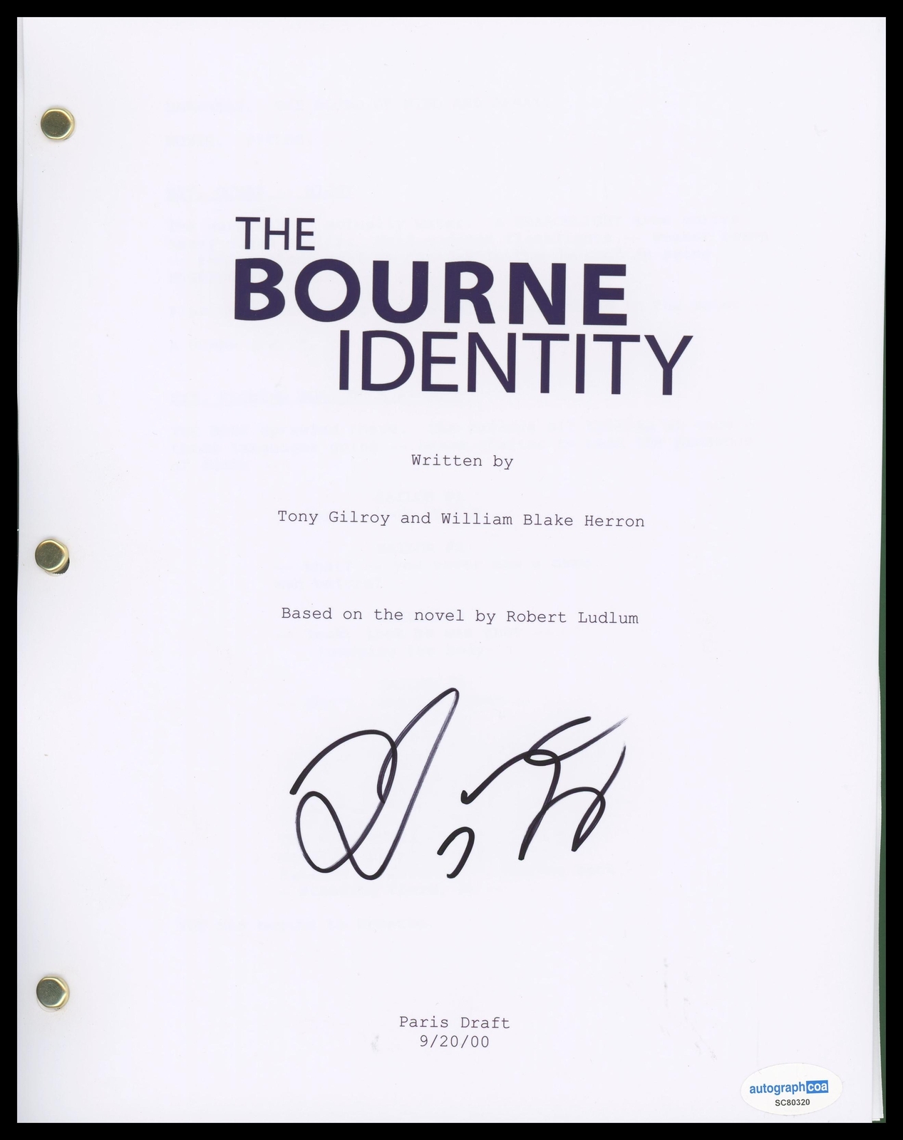 Doug Liman “The Bourne Identity” Director AUTOGRAPH Signed Script Screenplay