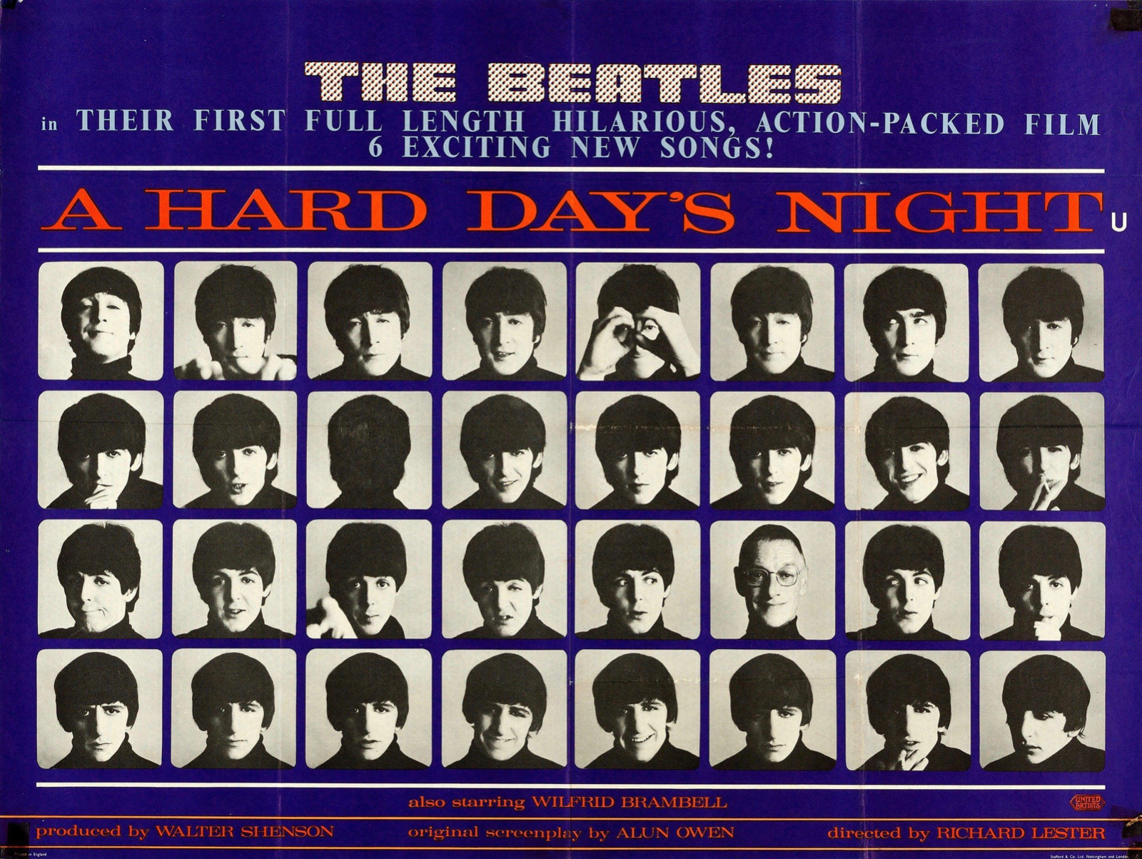 The Beatles ~ Hard Days Night Quad ~ 27×39 INCH SINGLE SIDED REPRINT POSTER