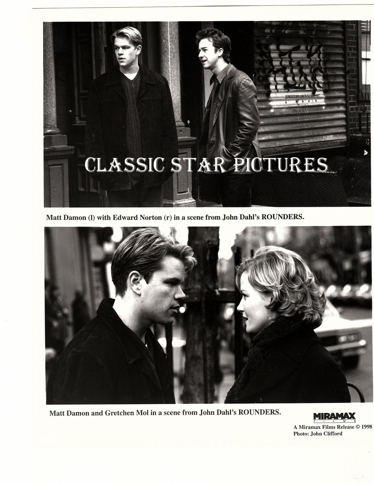 783 Matt Damon Edward Norton Gretchen Mol Rounders 1998 8 x 10 vintage photo