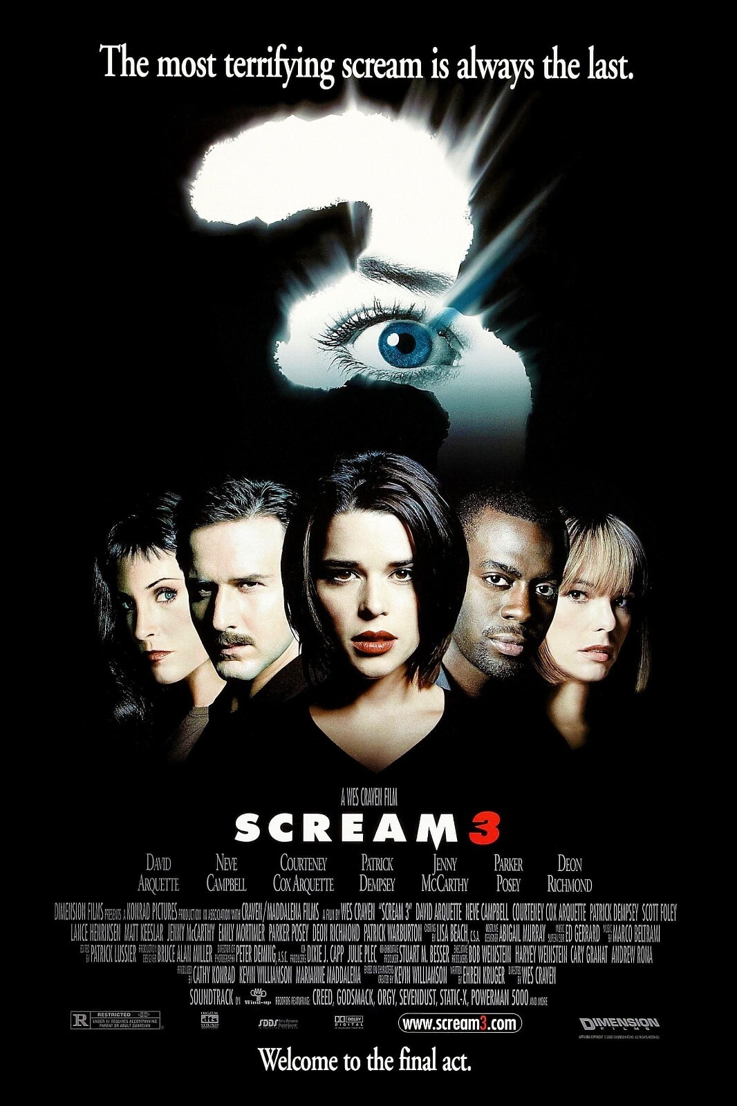 2000 Scream 3 Movie Poster 11X17 Sidney Prescott Dewey Woodsboro 🔪🚨🍿