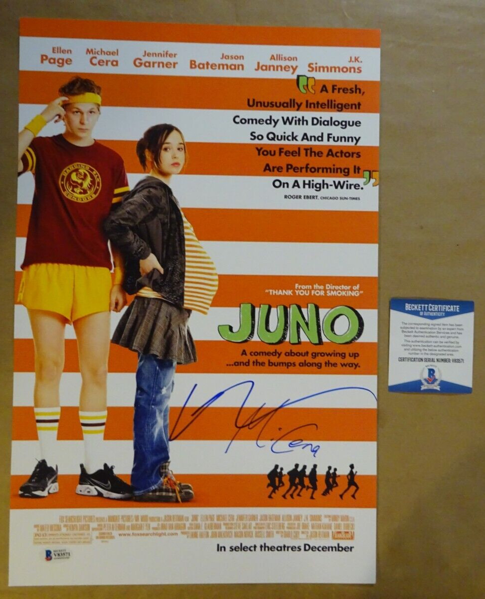 Signed Michael Cera & Ellen Page Autographed Juno Photo 11″x17″ Beckett BAS COA