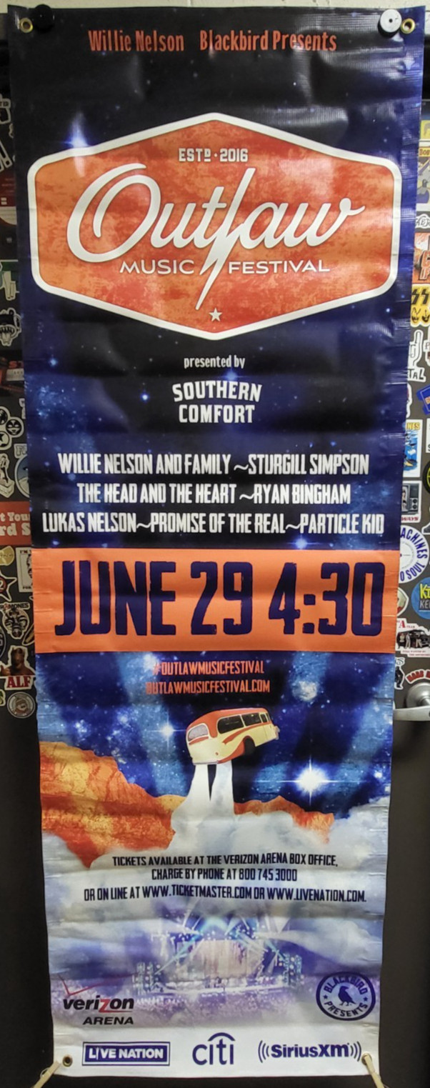 Willie Nelson 2018 Outlaw Music Festival Giant 24×70 Vinyl Concert Street Banner