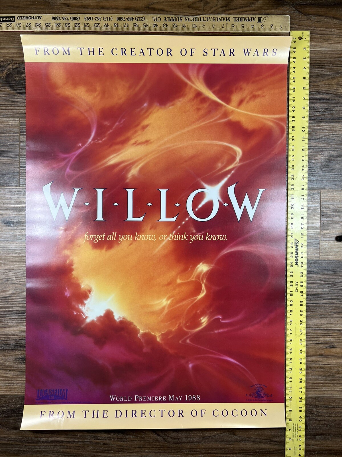 WILLOW MOVIE POSTER Original 1st Advance 27×40 GEORGE LUCAS Film JOHN ALVIN Art