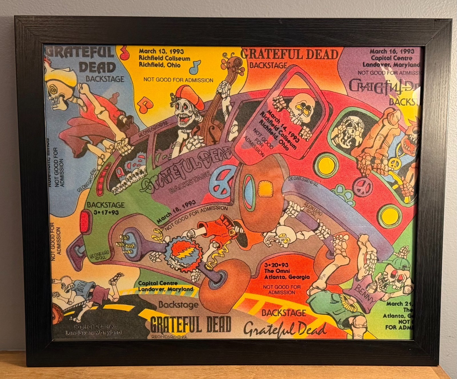 16″x20″ Grateful Dead Backstage Pass Micro Bus Puzzle Set Poster FRAME NOT INCL