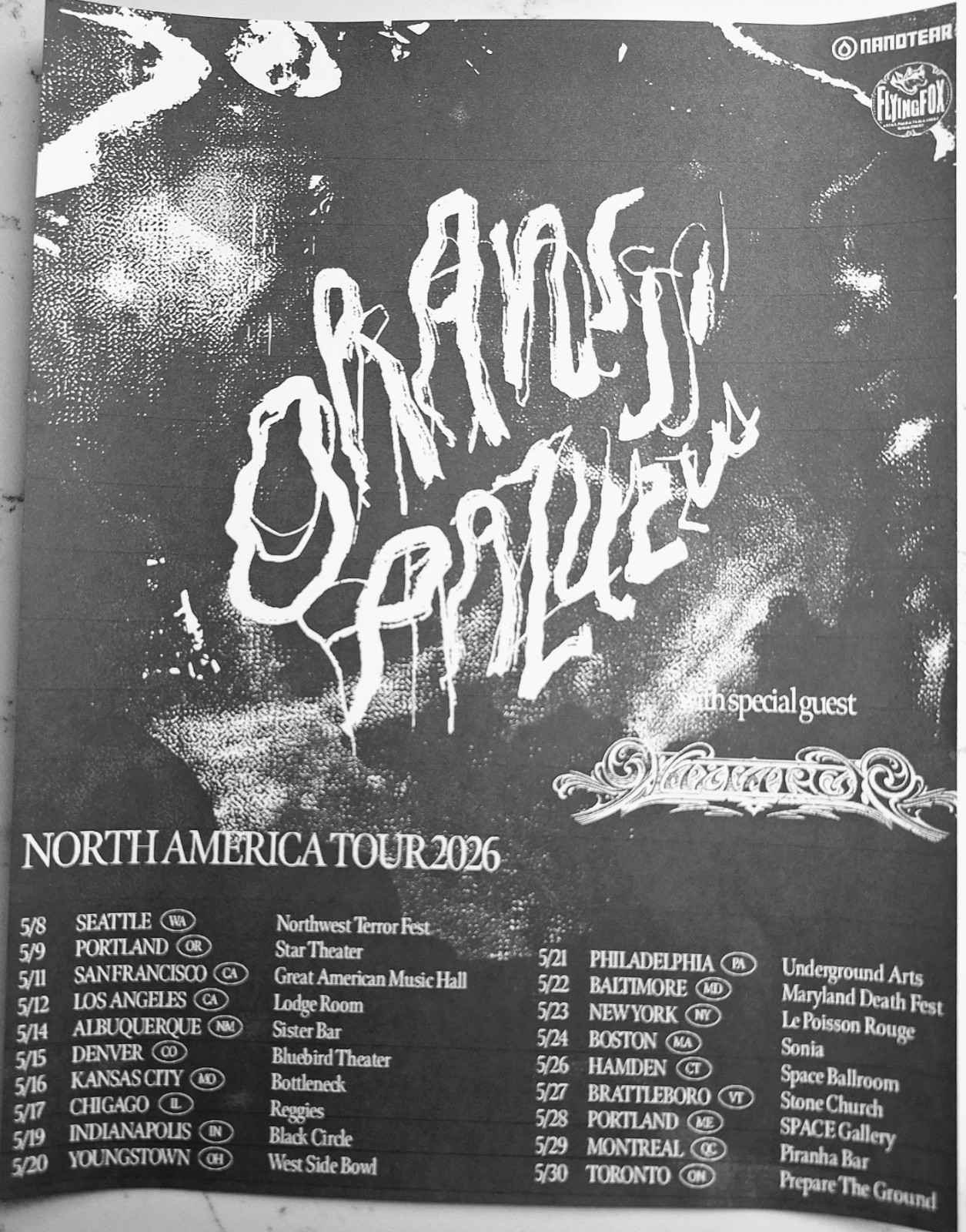 Oranssi Pazuzu – Wayfarer Psychedelic Black Metal Finland 2026 USA Tour Flier