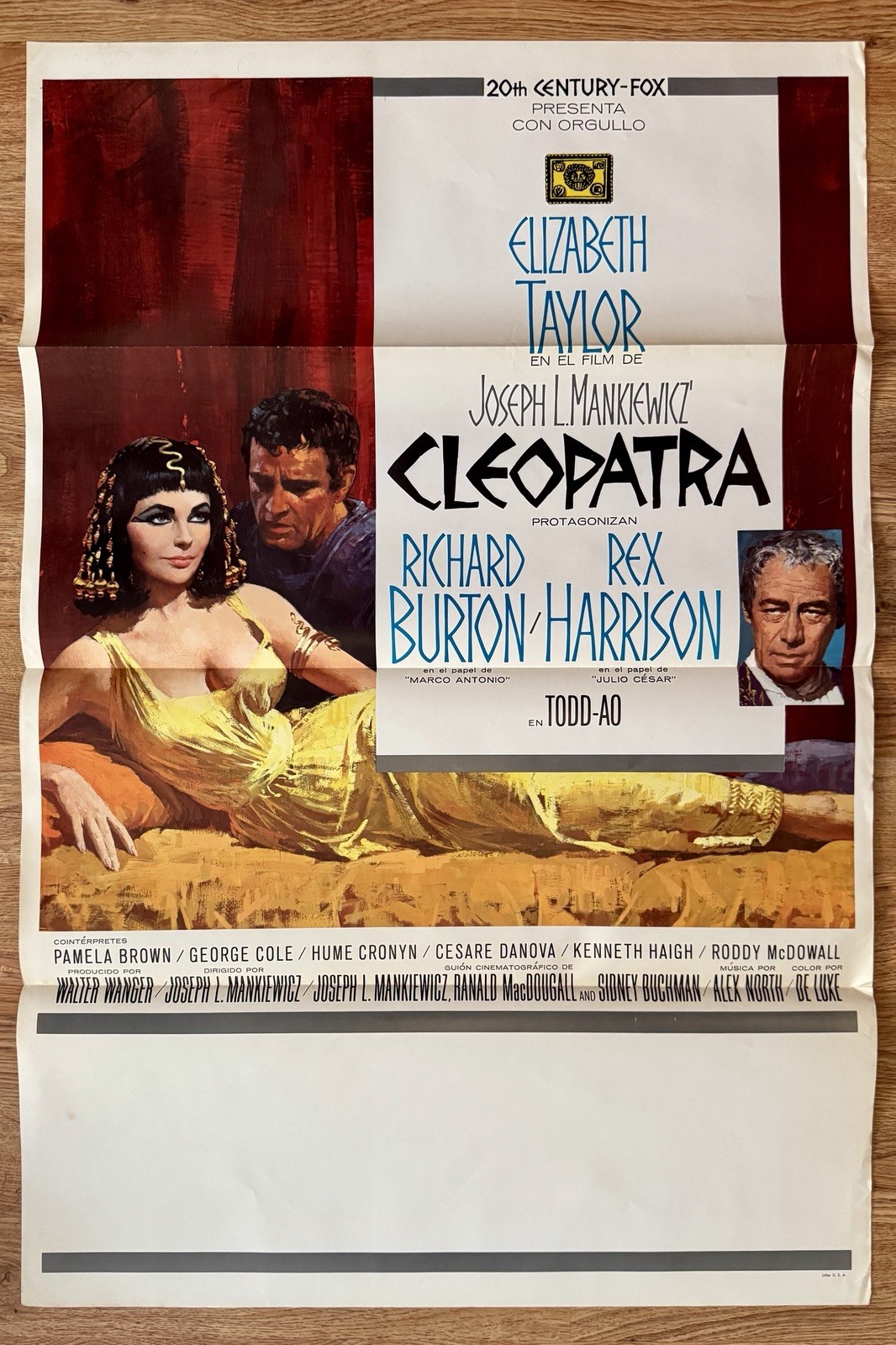 CLEOPATRA 1963 US Spanish 1sh Movie Poster Liz Taylor Richard Burton 27×41”