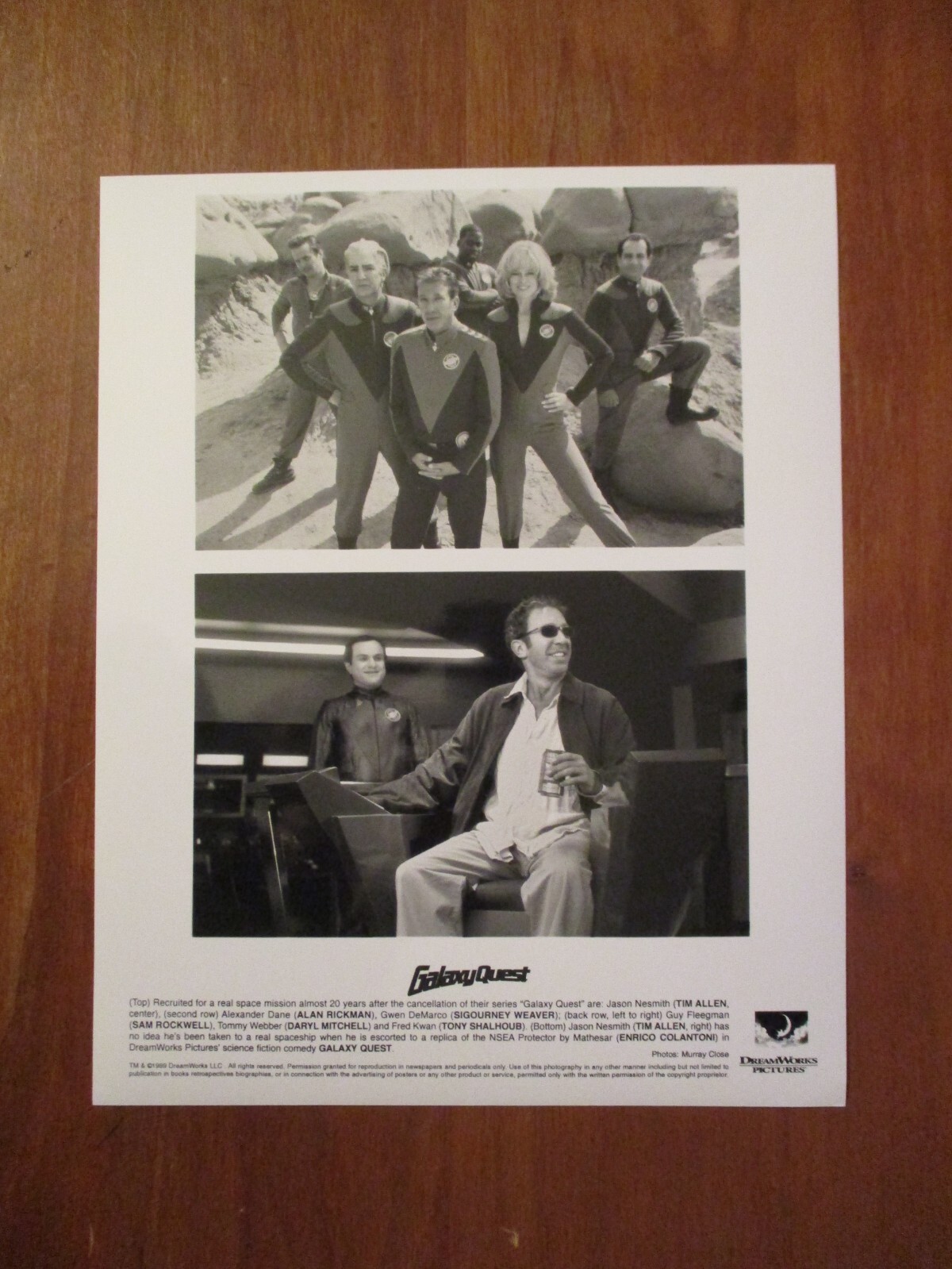 GALAXY QUEST ORIGINAL 1999 BW MOVIE STILL TIM ALLEN NM