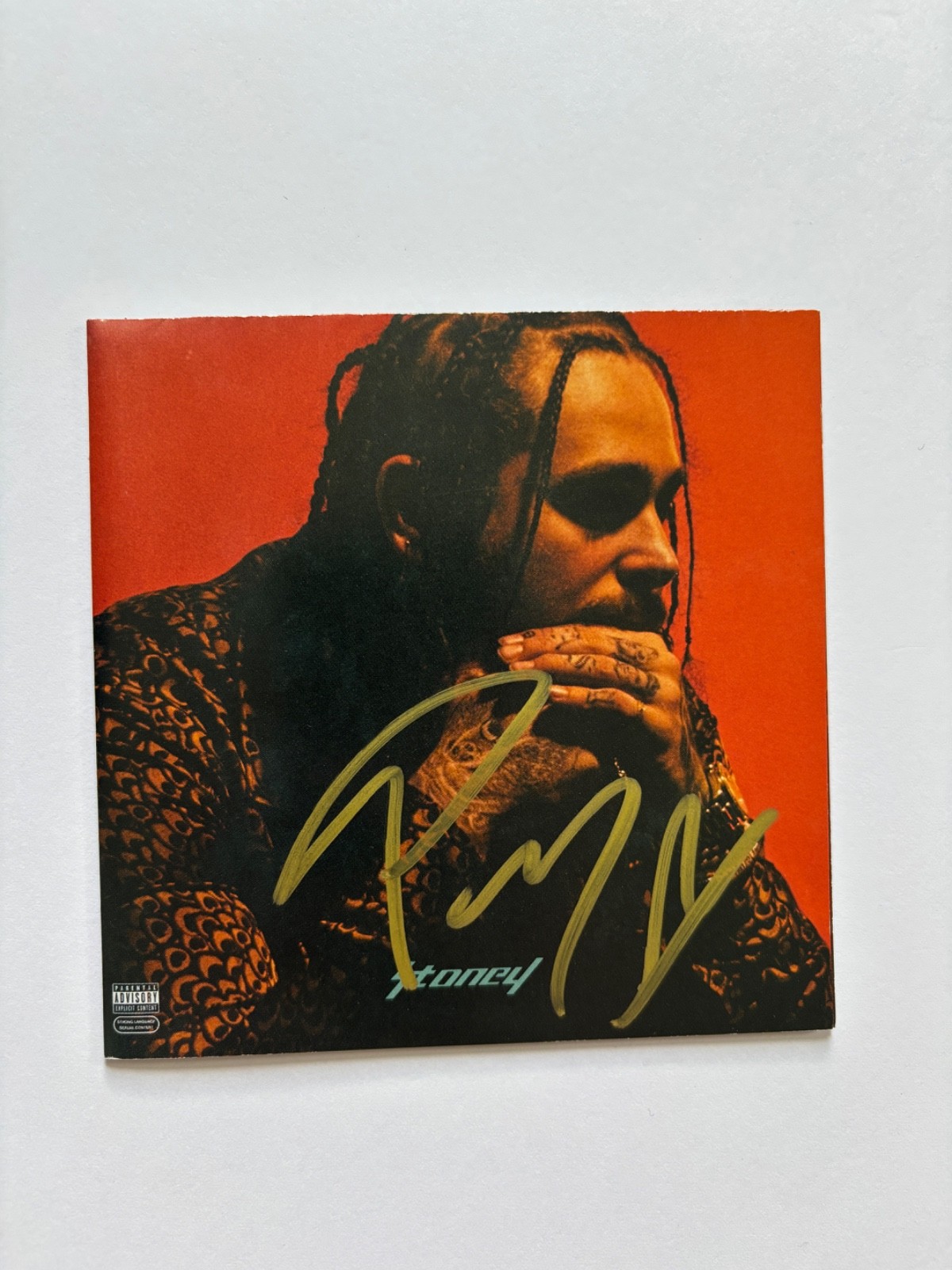 POST MALONE SIGNED STONEY CD COVER FRAMED WHITE IVERSON AUSTIN POST RAP JSA