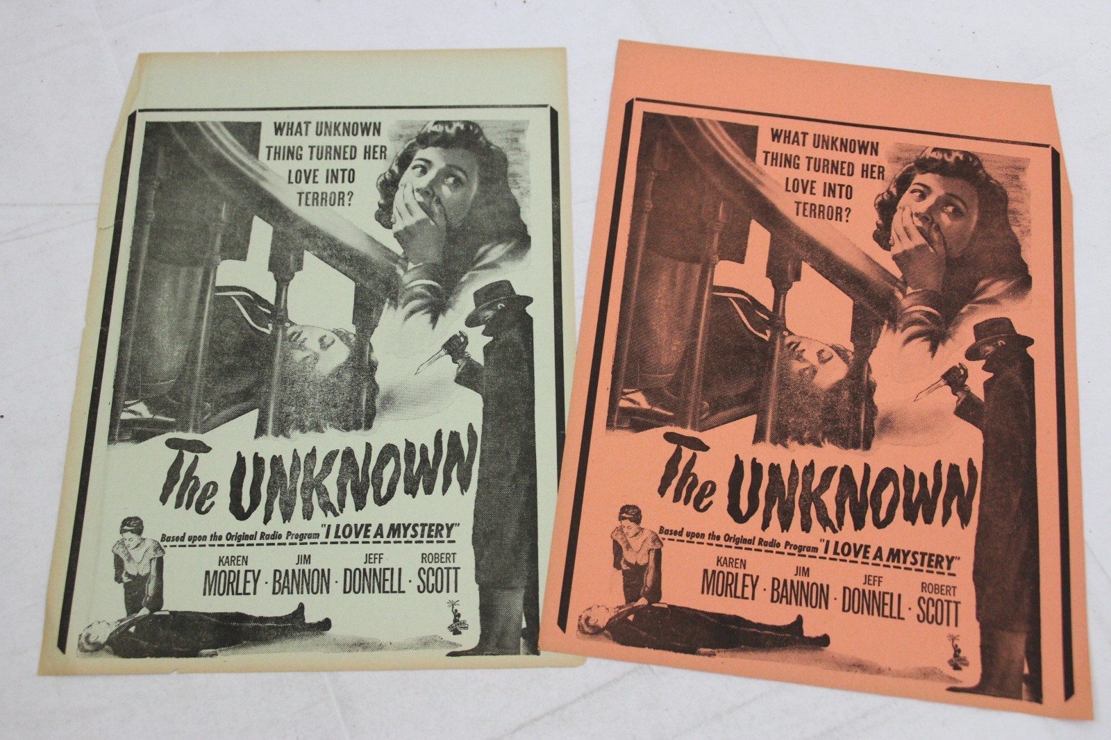 2 The Unkown Original Movie Posters 13″ x 9″ Karen Morley Jim Bannon 1951