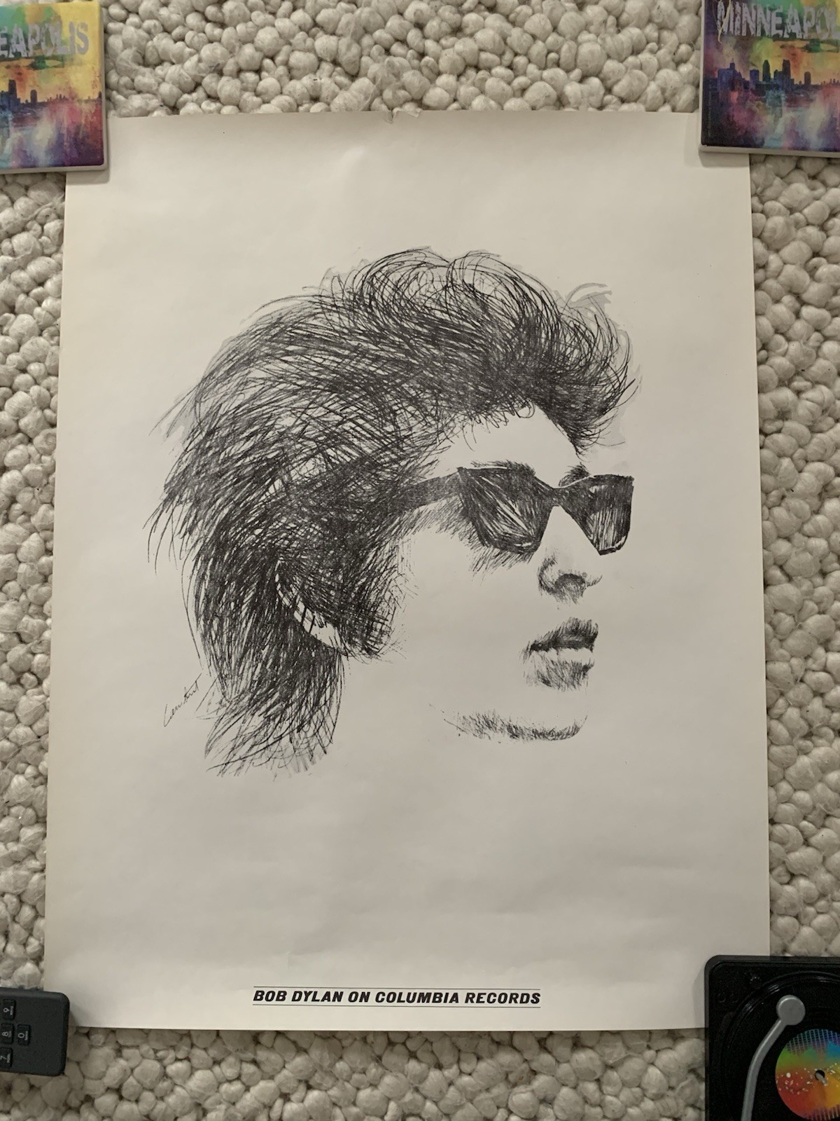 BOB DYLAN Columbia Records 1966 PROMO POSTER 17″ x 22″ Saul Lambert Sketch Rare