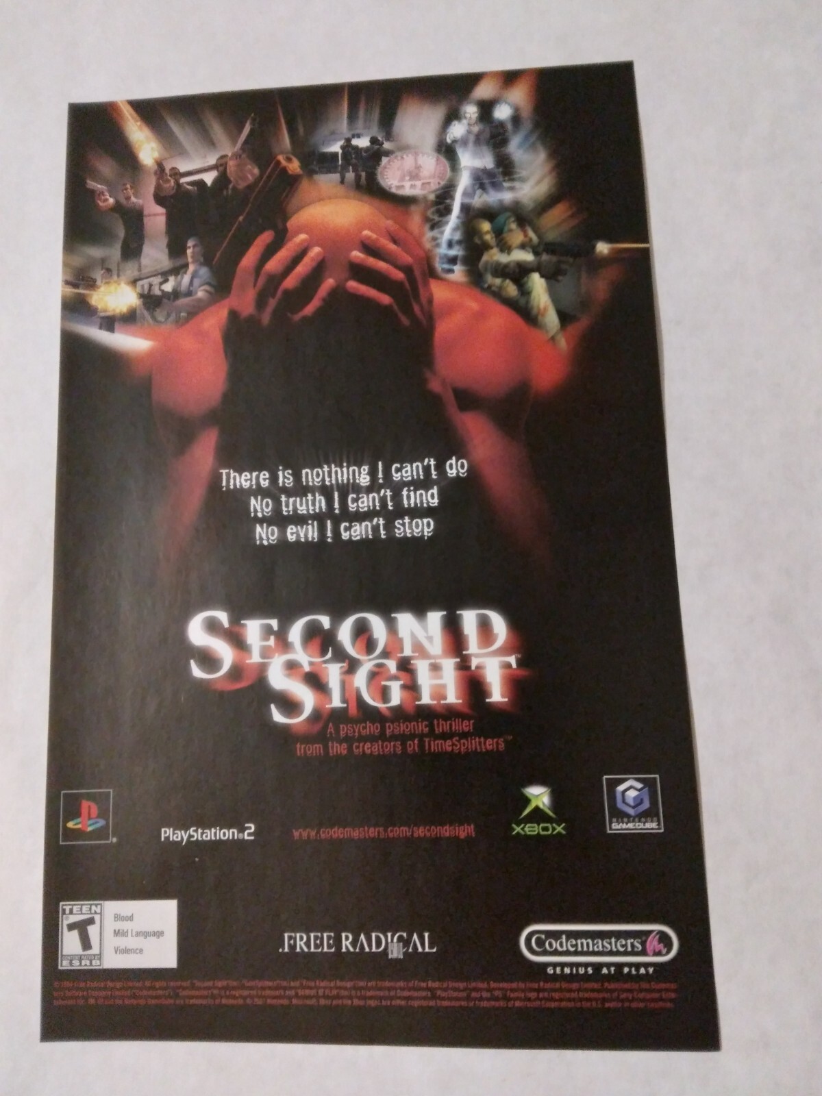 2004 Video Game Print Ad – SECOND SIGHT – PS, PS2, XBOX GAMECUBE – CODEMASTERS