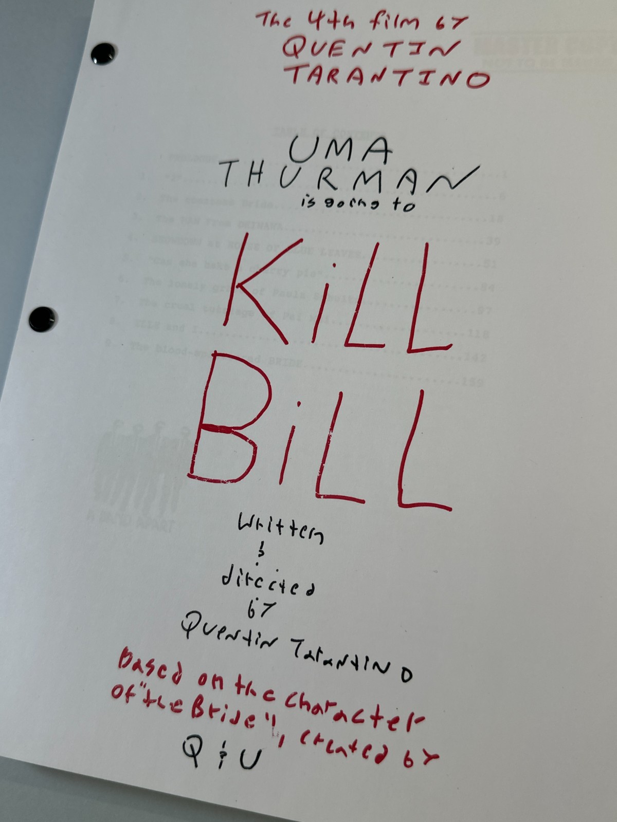 Kill Bill Screenplay Final Draft Quentin Tarantino Uma Thurman 2003 Movie Script