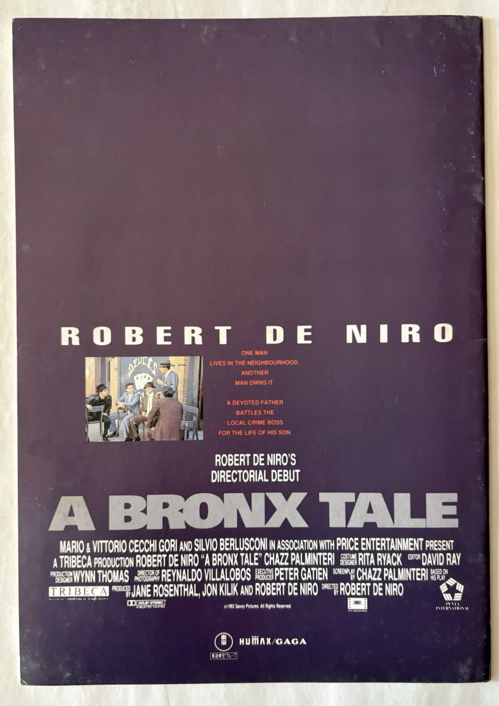 A BRONX TALE-1993-Robert De Niro-Japanese Movie Program