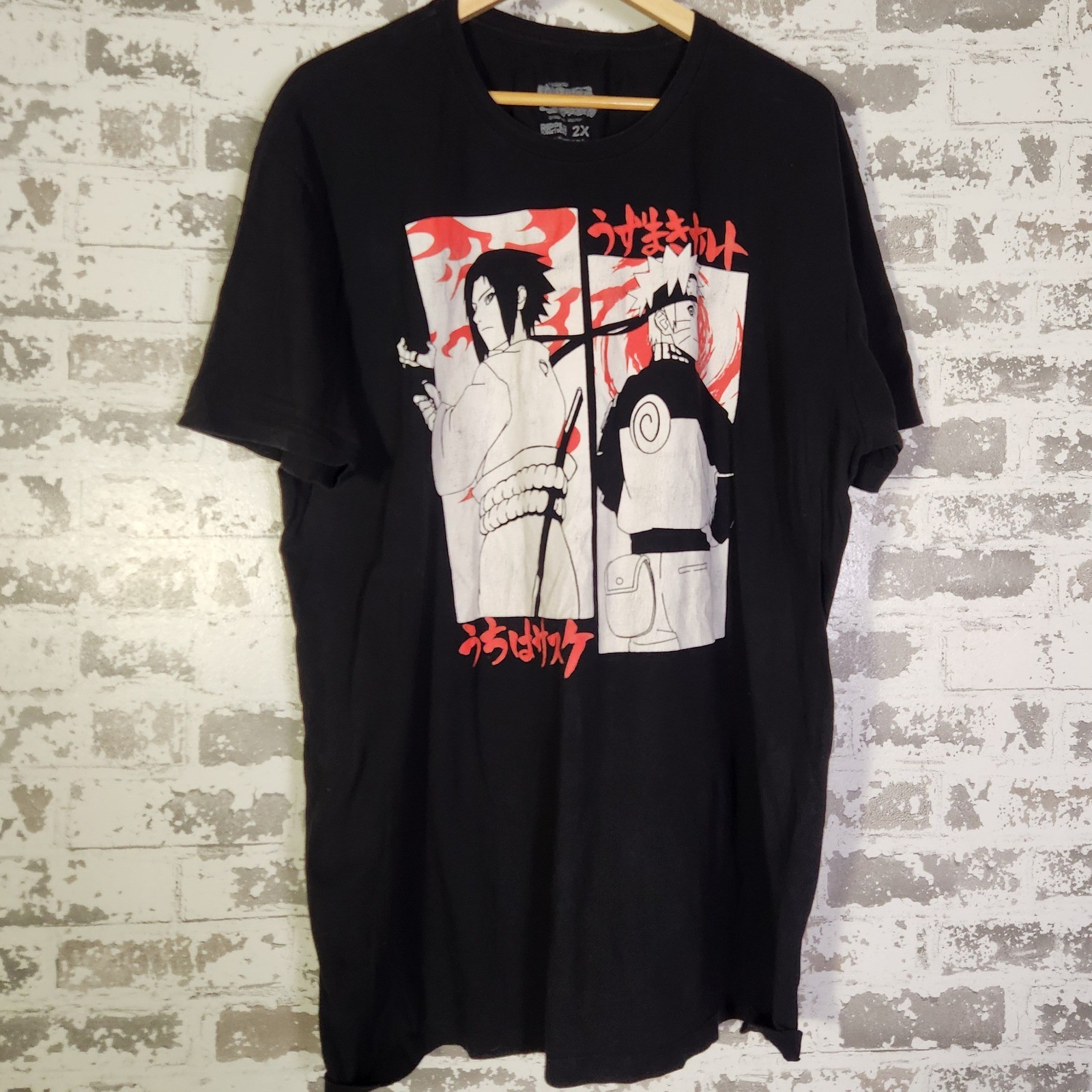 Naruto Shippuden Sasuke T-Shirt Ripple Junction Men’s 2X Black Graphic Anime Tee