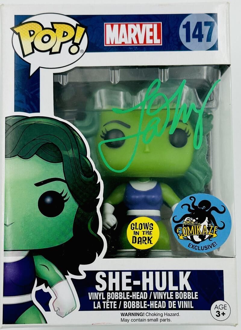 TATIANA MASLANY SIGNED SHE-HULK FUNKO POP 147 COMIKAZE AUTOGRAPH MARVEL BAS 902