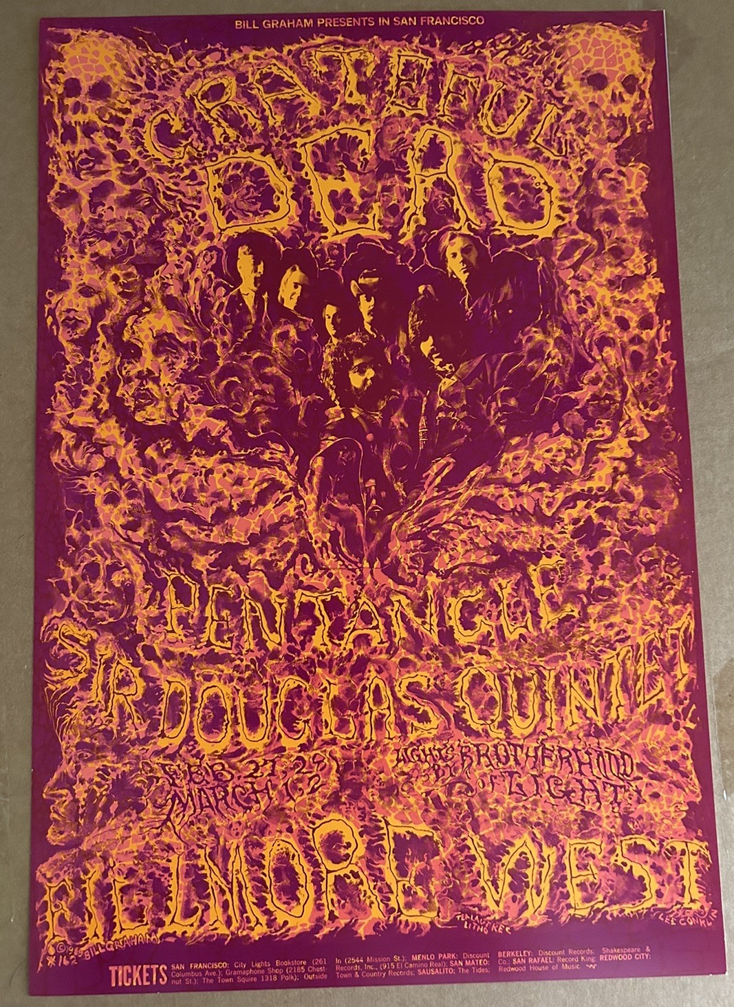 GRATEFUL DEAD POSTER BG162-2 FILLMORE CONKLIN 1969 GRAHAM Print Vintage