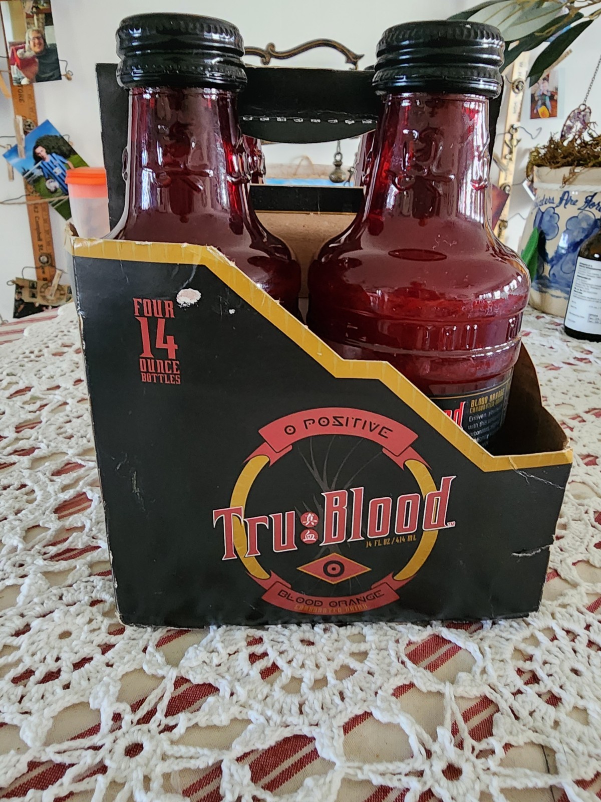 True Blood O-Positive Tru Blood Orange Vampire Drink Glass Bottle , never opened