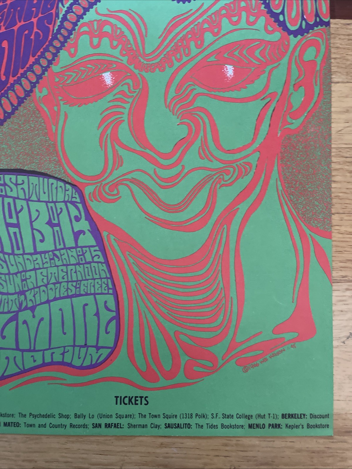 Bill Graham BG 45 Poster 1st Print Type 2 Grateful Dead 1/13-15/1967 Wilson Art