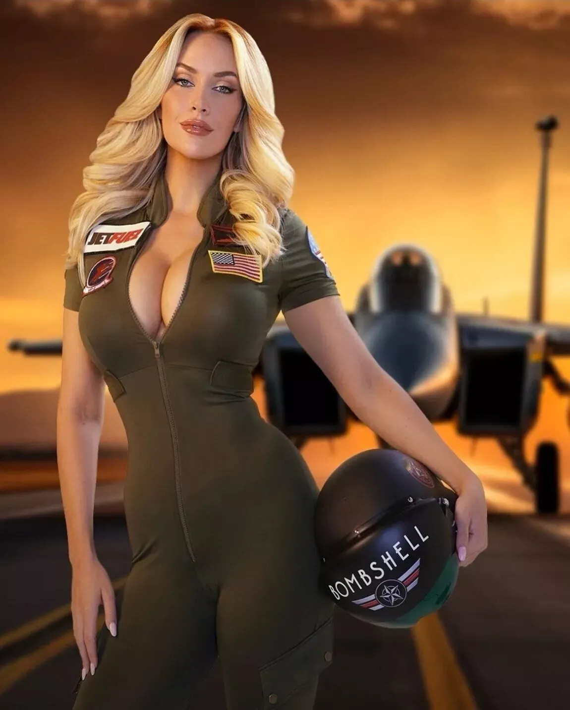 Paige Spiranac Posing In Flight Suit And Helmet 8×10 Picture Celebrity Print