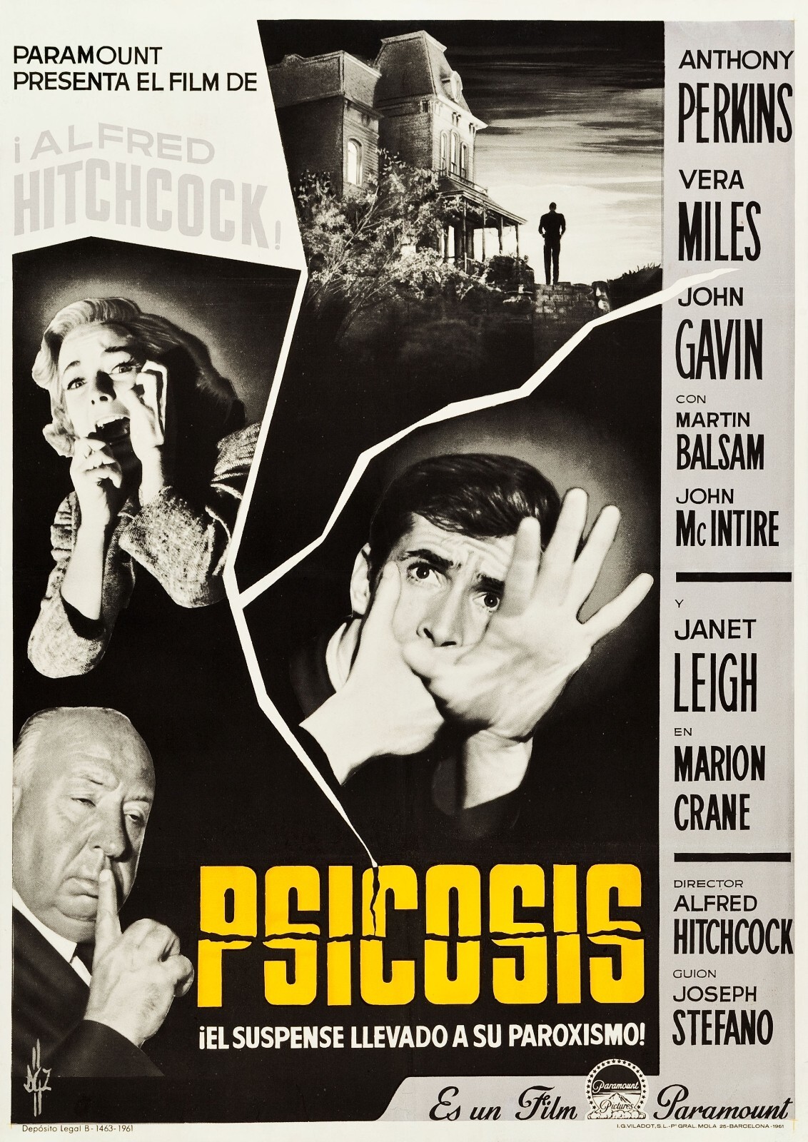 1960 Psycho Movie Poster 11X17 Alfred Hitchcock Norman Bates Marion Crane 🔪🍿