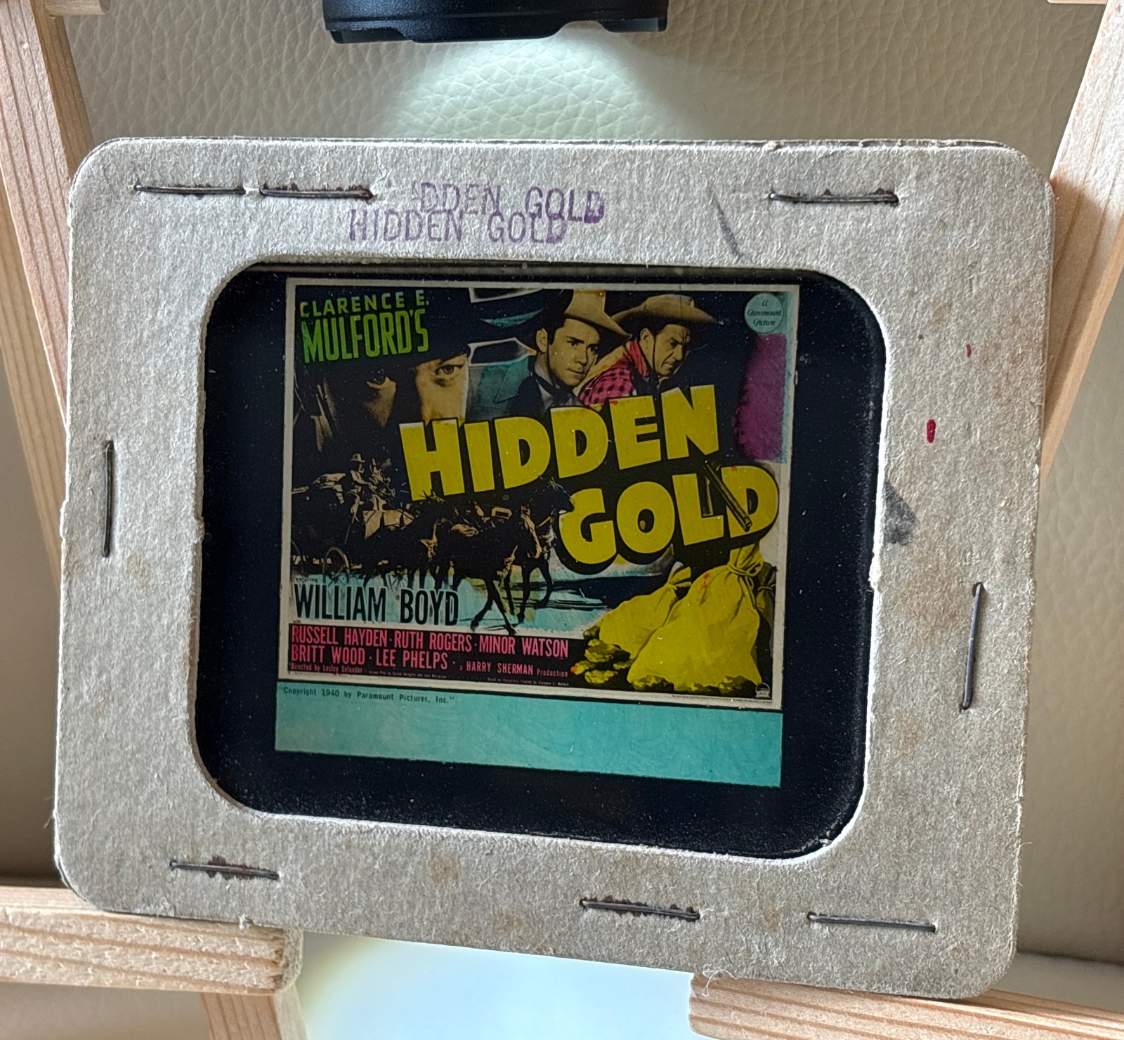 Original c.1940 William Boyd “Hidden Gold” Lantern Slide – Hopalong Cassidy!