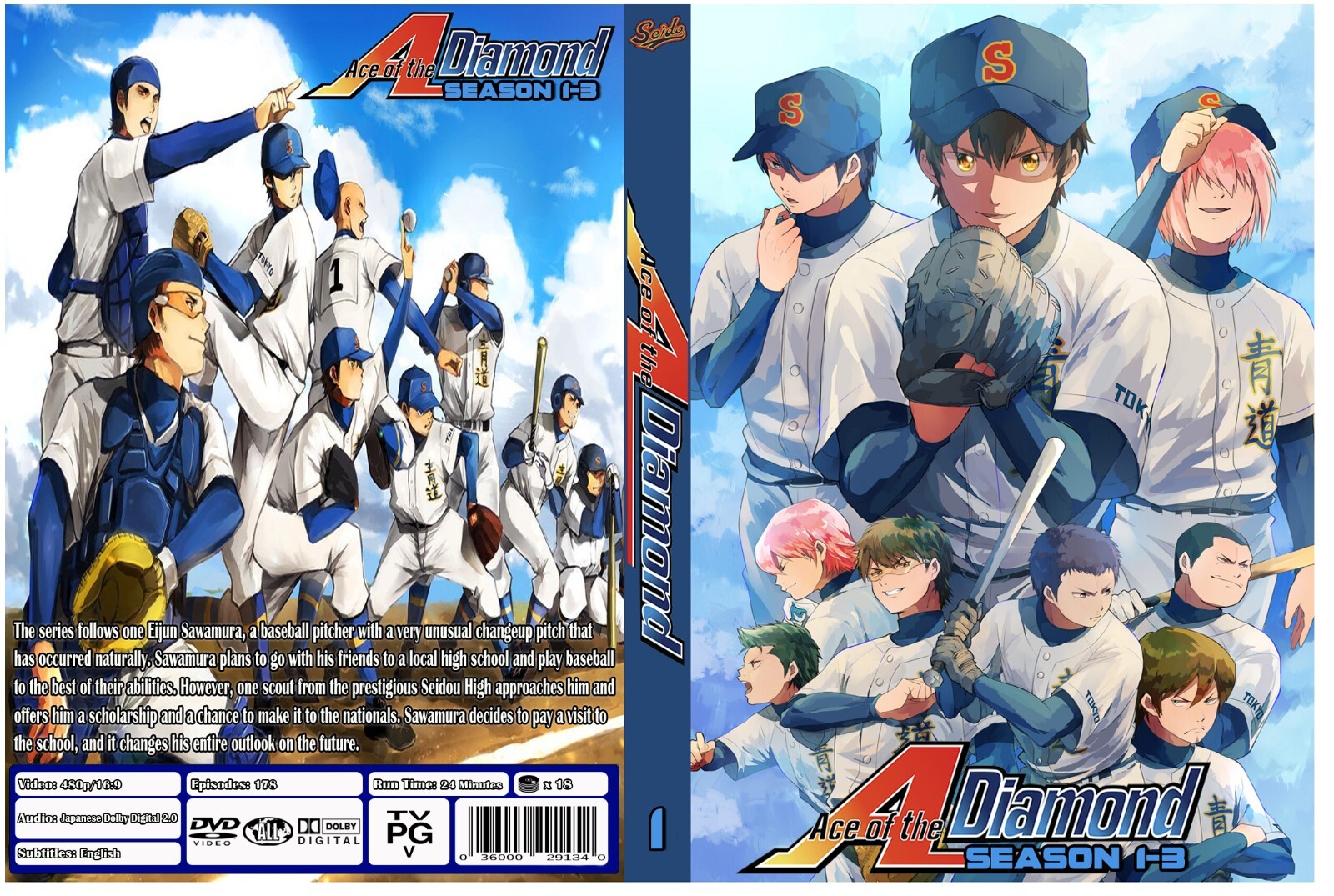 ANIME, “DIAMOND NO ACE”, 1-178 EPISODES, 18 DVD, ENG/SUBT, 3 BOX, 2020