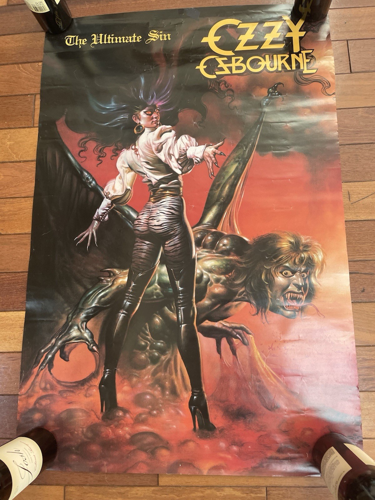 1986 Vintage Ozzy Osbourne The Ultimate Sin Poster Rare VHTF Art:Boris