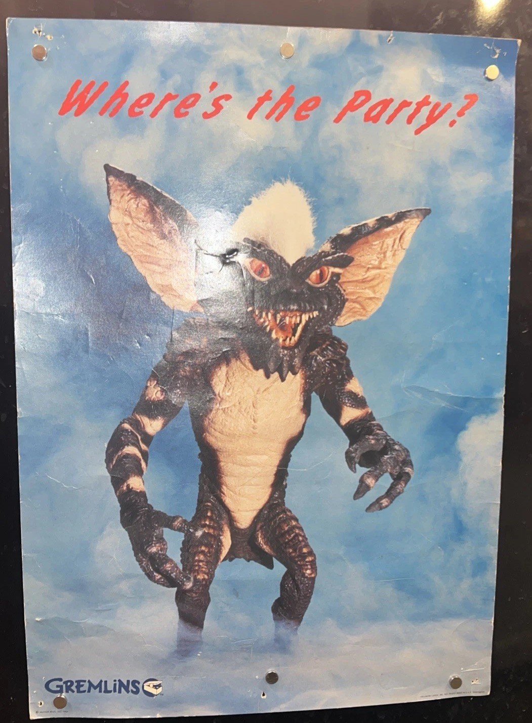 1984 Gremlins Where’s The Party Poster 14” x 19.5” Picture Warner Brothers VTG
