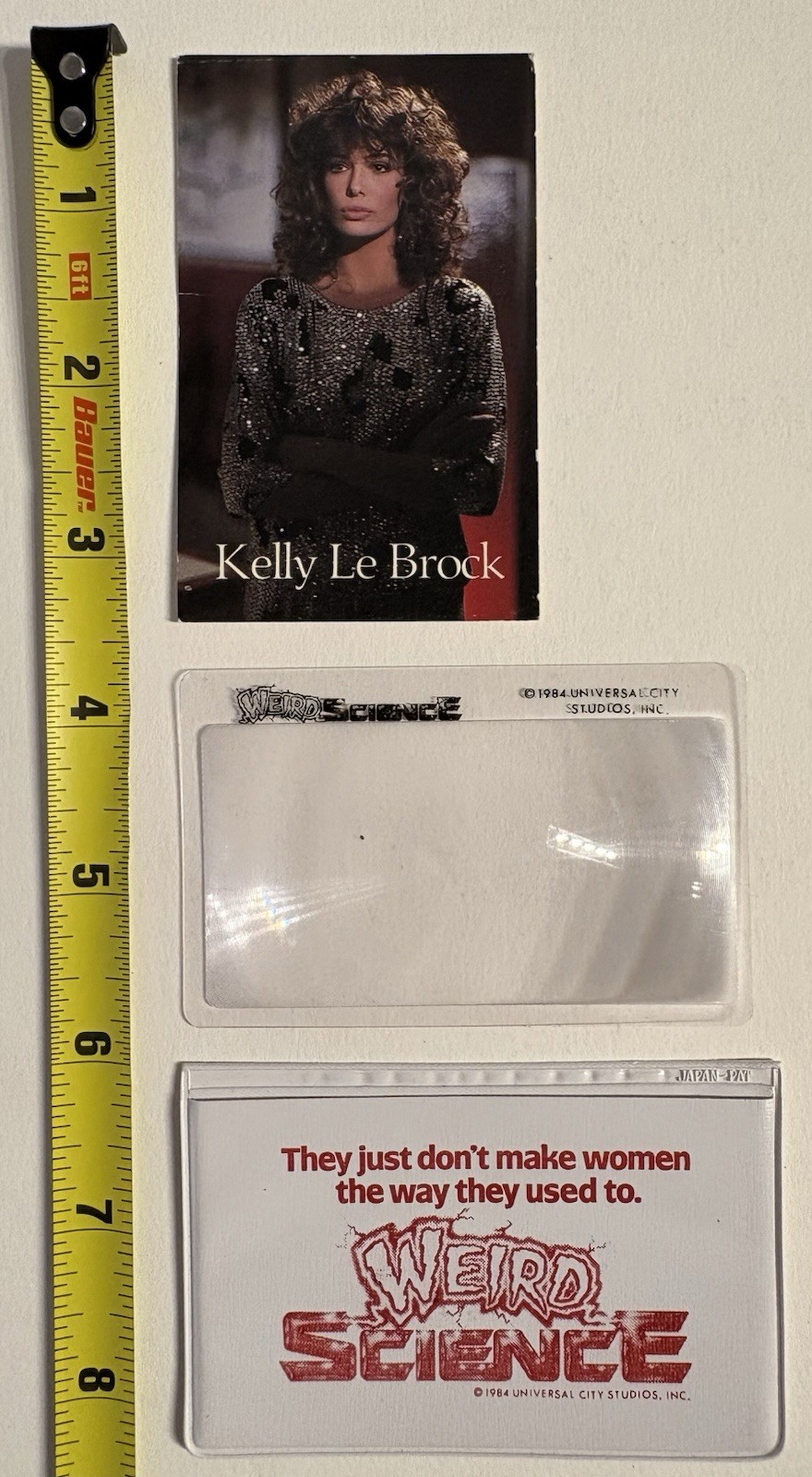 WEIRD SCIENCE MOVIE PROMO WALLET, CARD, MAGNIFYING GLASS 1985 John Hughes Sci-Fi
