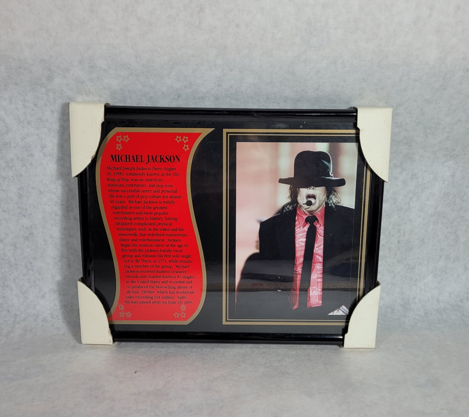 NEW Vintage Michael Jackson Picture Biography Black Frame 8×10 NOS