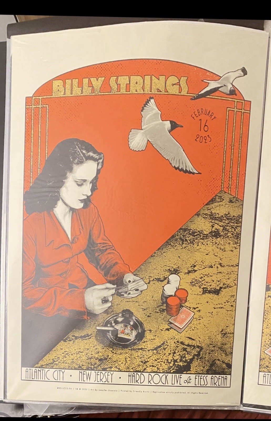 BILLY STRINGS Poster Hard Rock Casino Atlantic City 2/16/23 Friendly Artic N/1