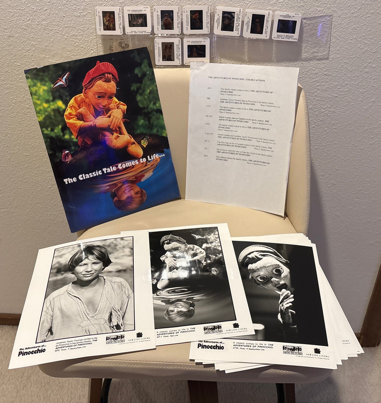 1996 New Line Cinema “PINOCCHIO” Original Press Kit w Slides!