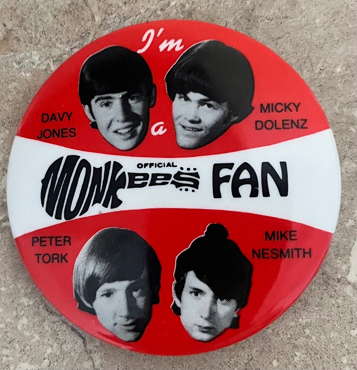Vintage 1960’S I’M A MONKEES FAN BUTTON PINBACK