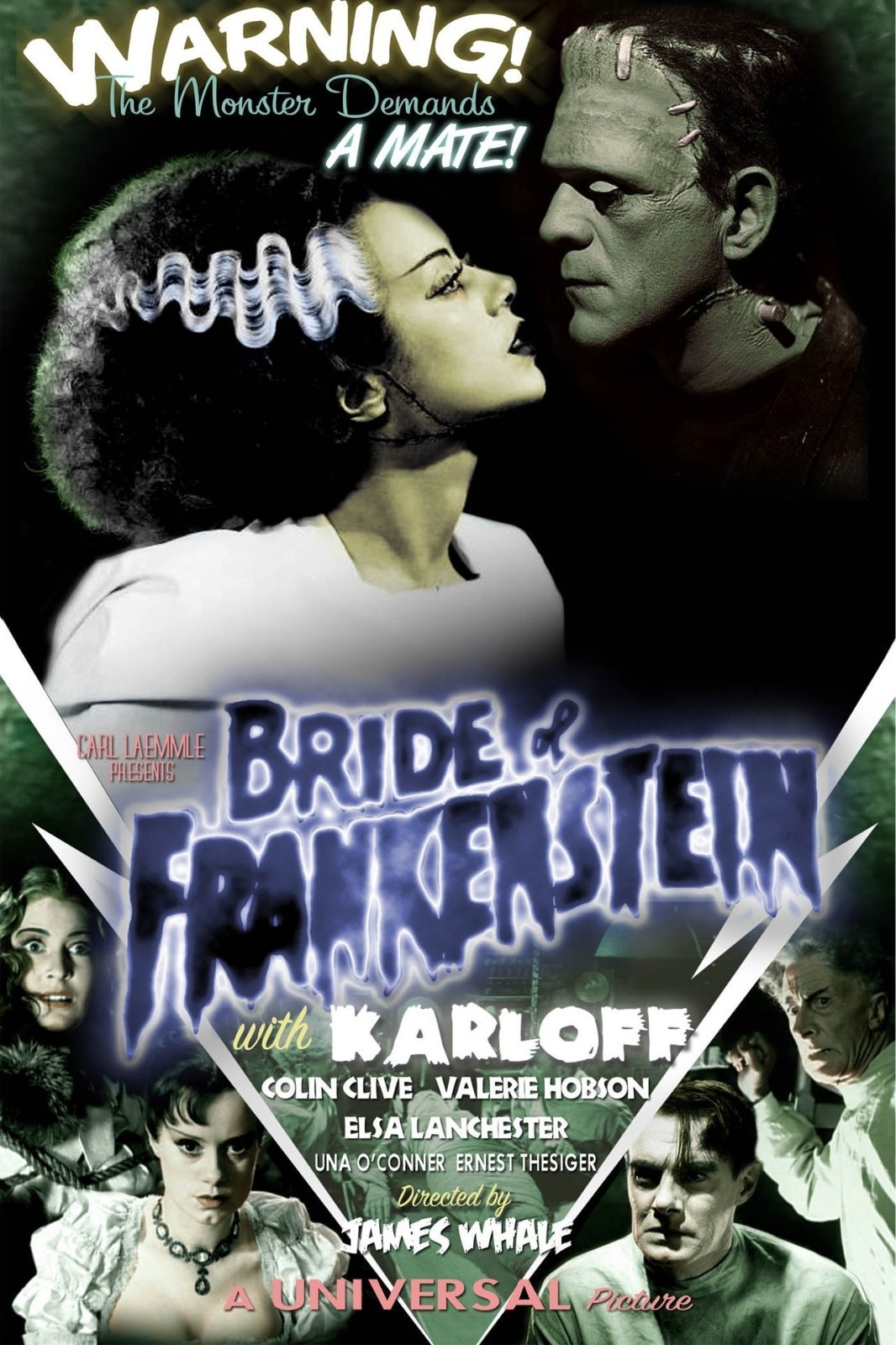1935 The Bride Of Frankenstein Movie Poster 11X17 Boris Karloff Colin Clive ⚡🍿