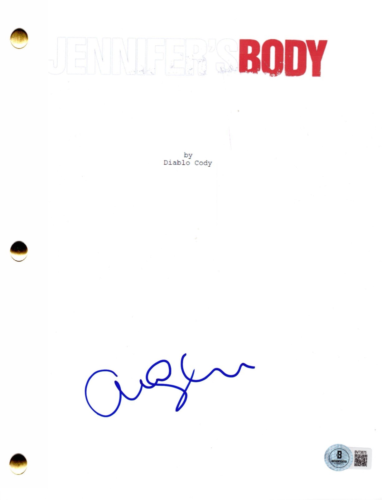 Amanda Seyfried Signed Jennifer’s Body Full Script Authentic Autograph Beckett