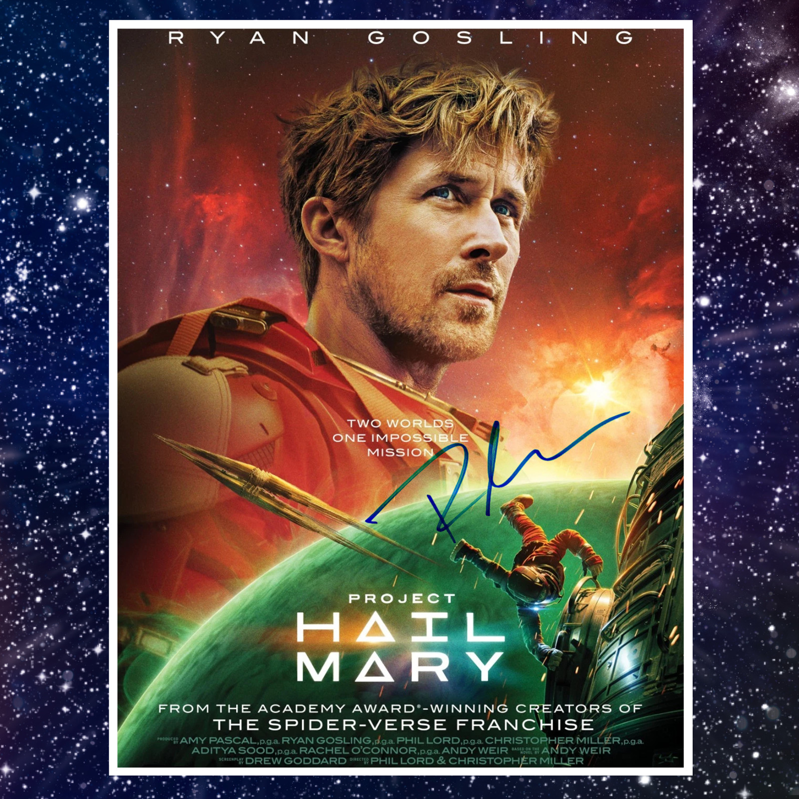 Project Hail Mary Script Signed Autograph Reprints Ryan Gosling 8.5×11 Poster