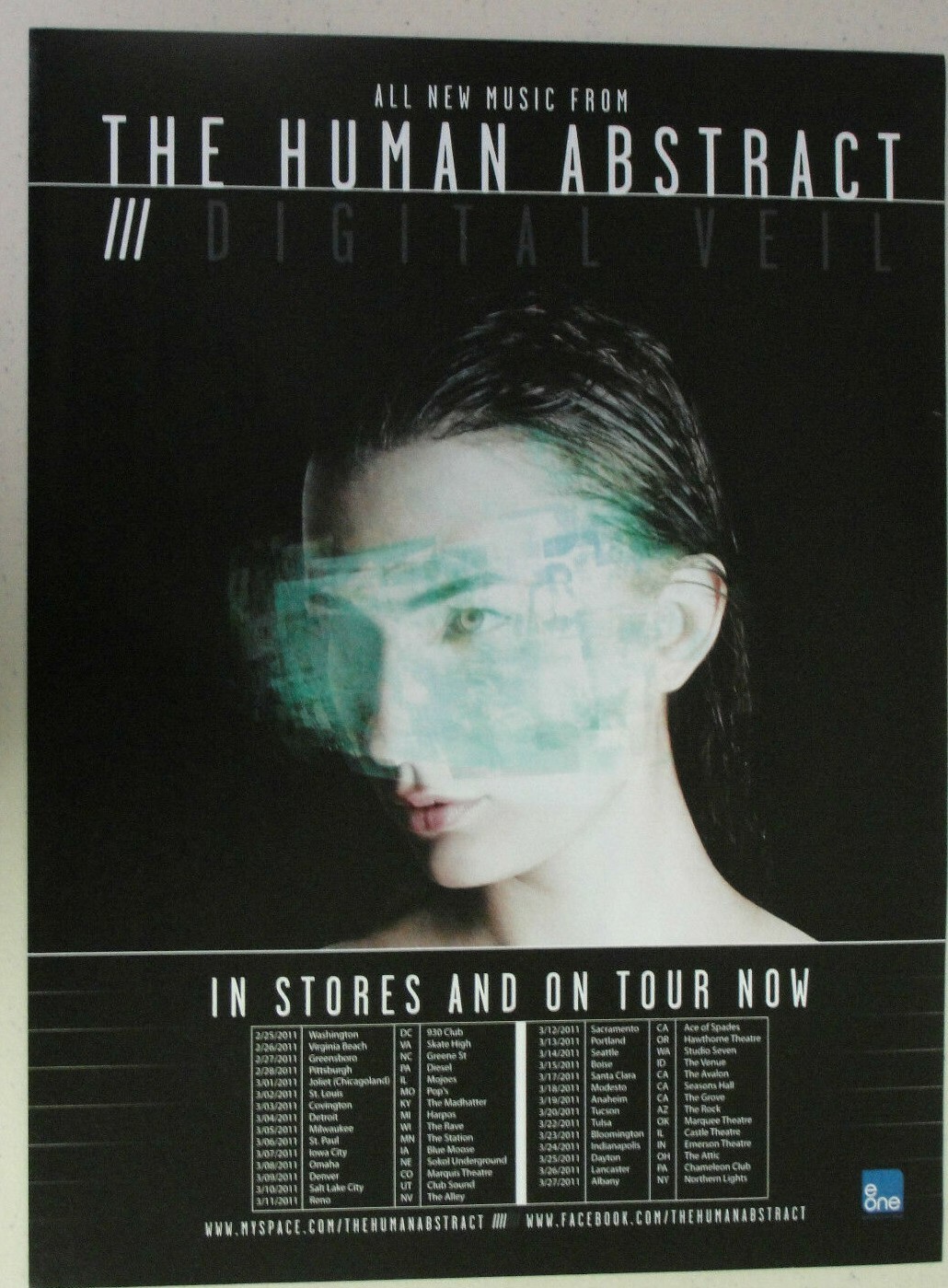 THE HUMAN ABSTRACT “Digital Veil” tour dates ~ Magazine Page PRINT AD 2011