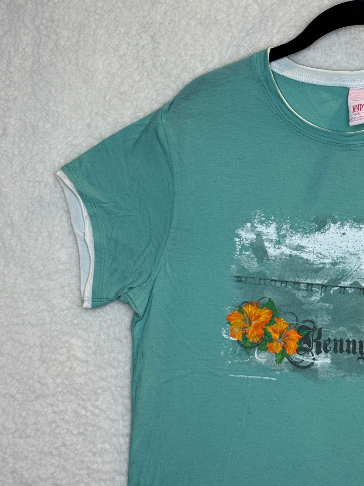 Kenny Chesney T Shirt Adult XL 2007 Blue Women’s Flip Flop Summer Teal Hyp
