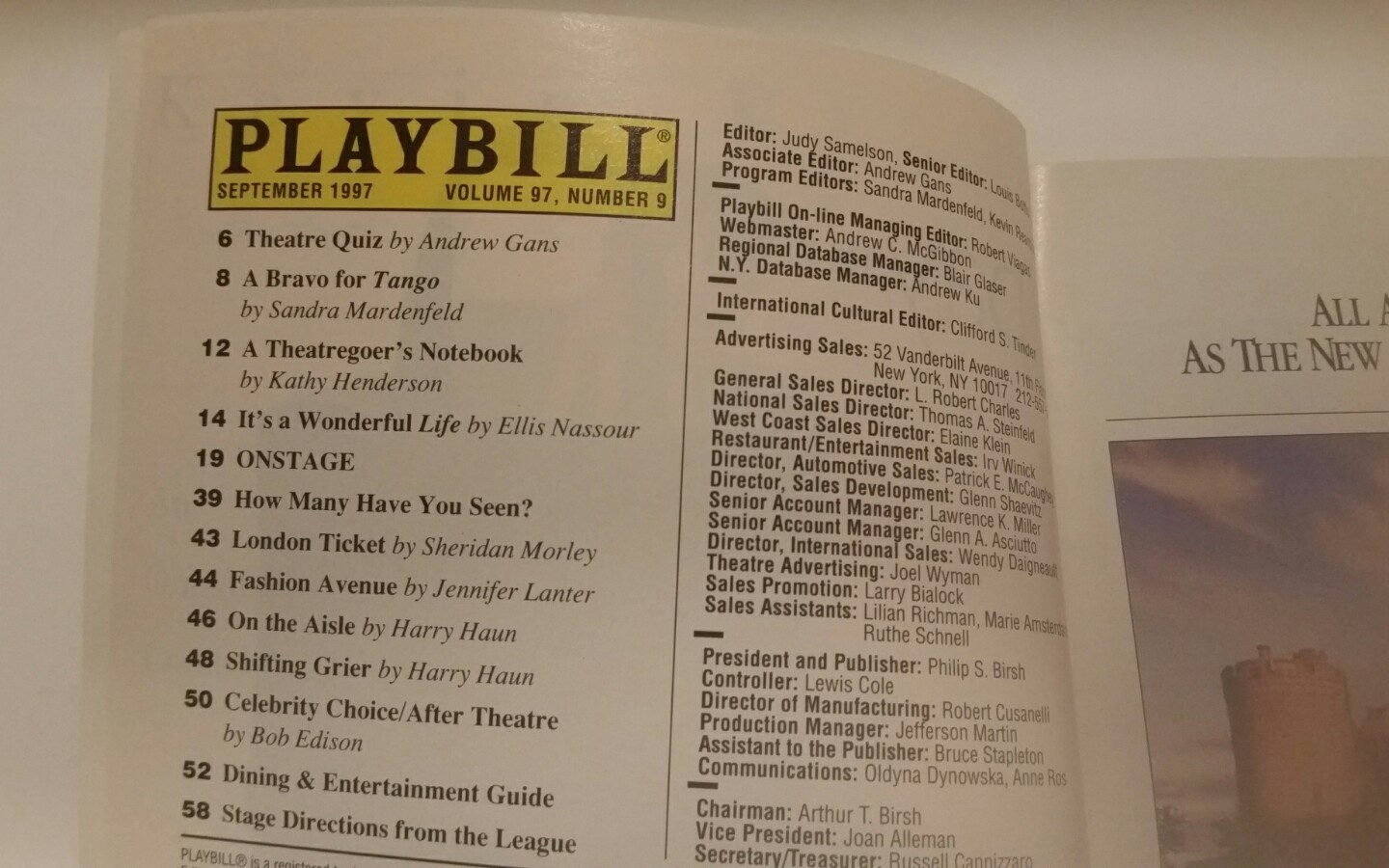 1776 Playbill from the Criterion Center Stage Right Theater Sep 1997 Pat Hingle