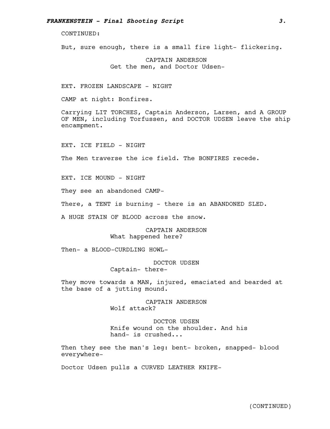 Frankenstein Screenplay by Guillermo Del Toro