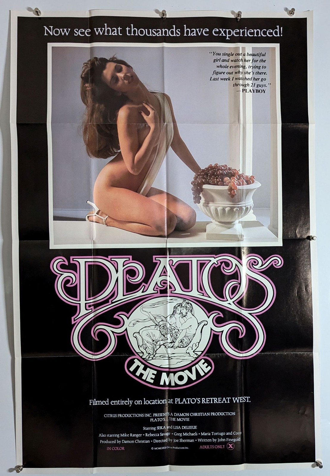 Sexy X-RATED Seka, Lisa De Leeuw “PLATO`S THE MOVIE” Original 25×38 Movie Poster