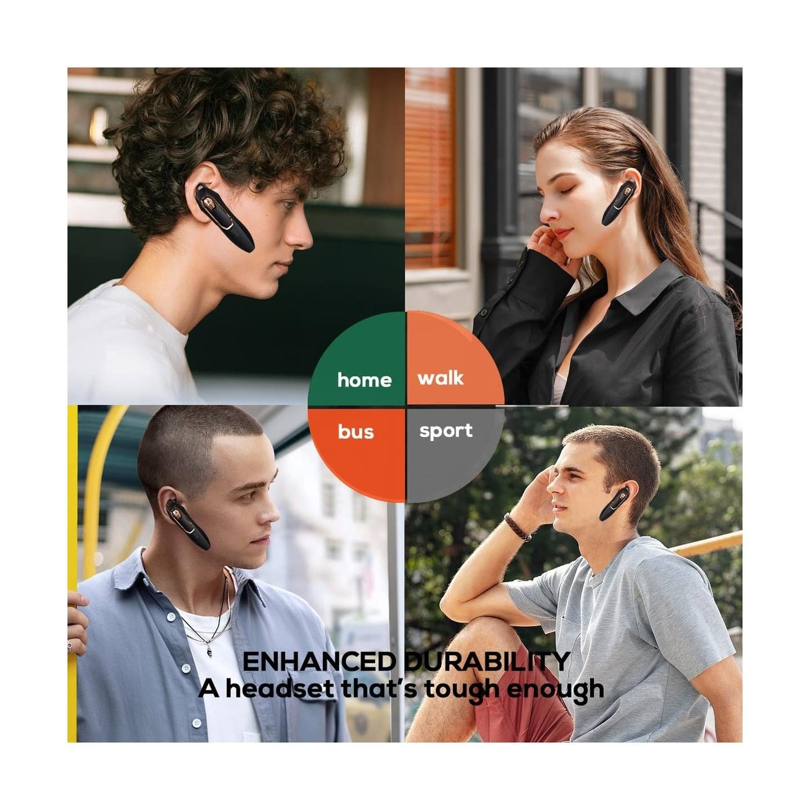 Bluetooth Headset V5.4，Bluetooth Earpiece with Micros, Noise Ca… FAST U