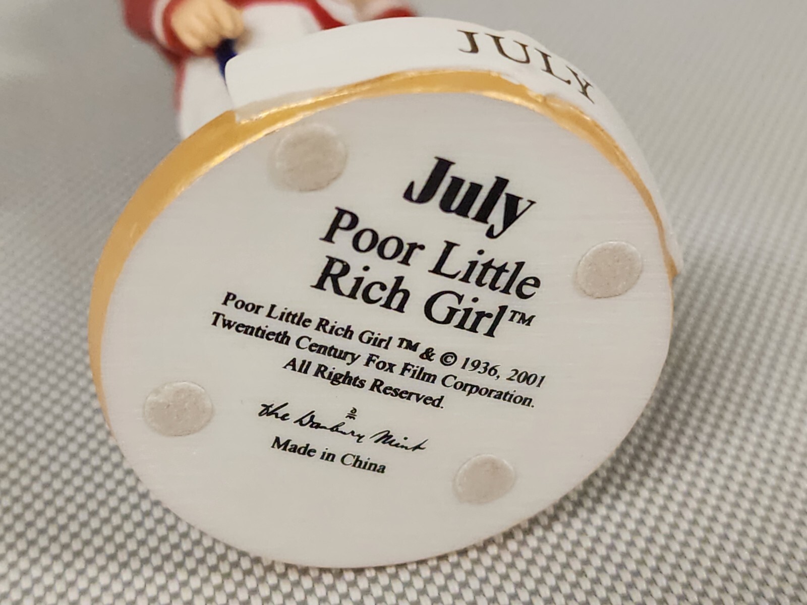 Shirley Temple Danbury Mint Calendar Figurine Gift July “Poor Little Rich Girl”