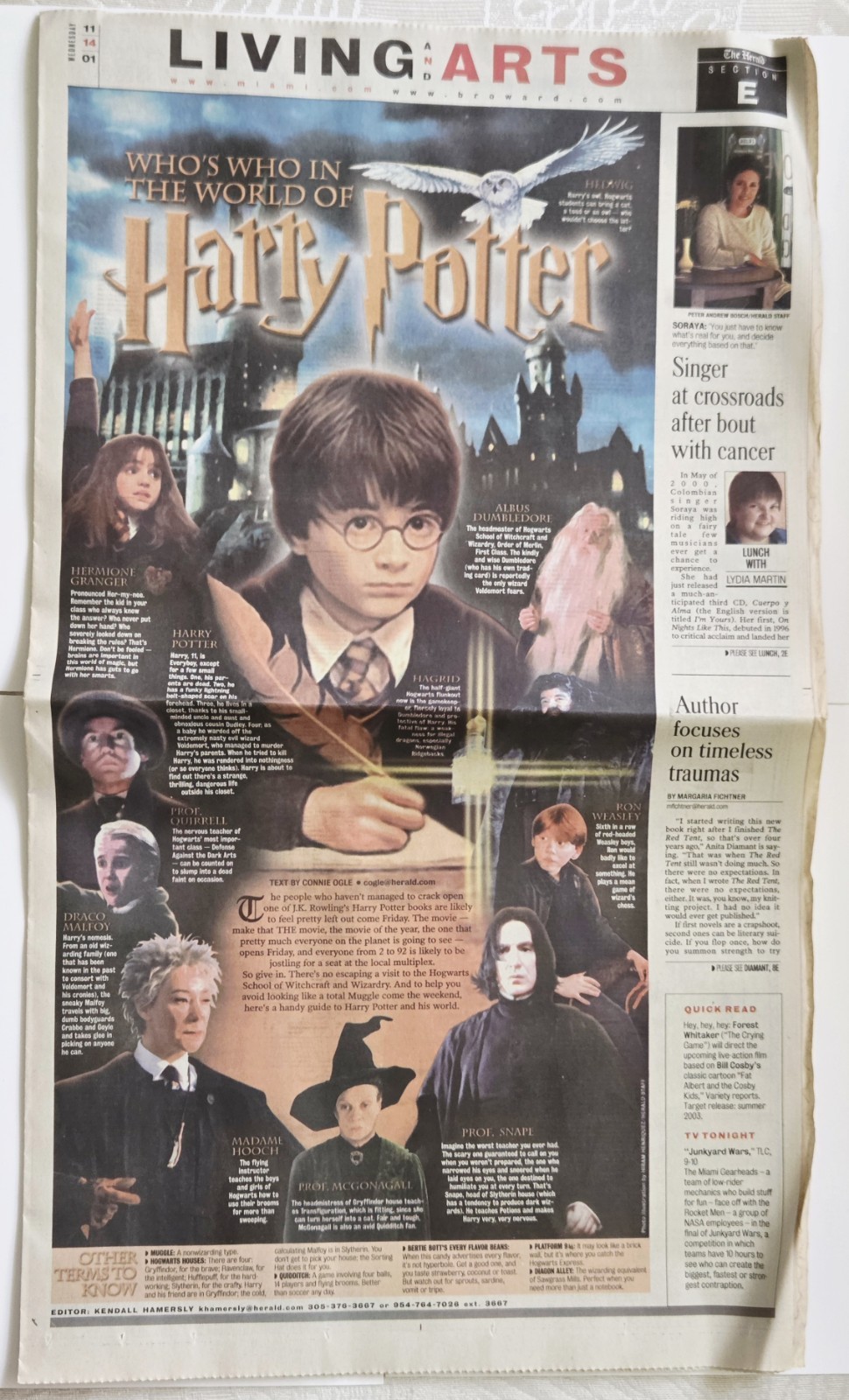 Original 2001 Harry Potter Movie Debut Character Guide Snape Hagrid Rare Poster