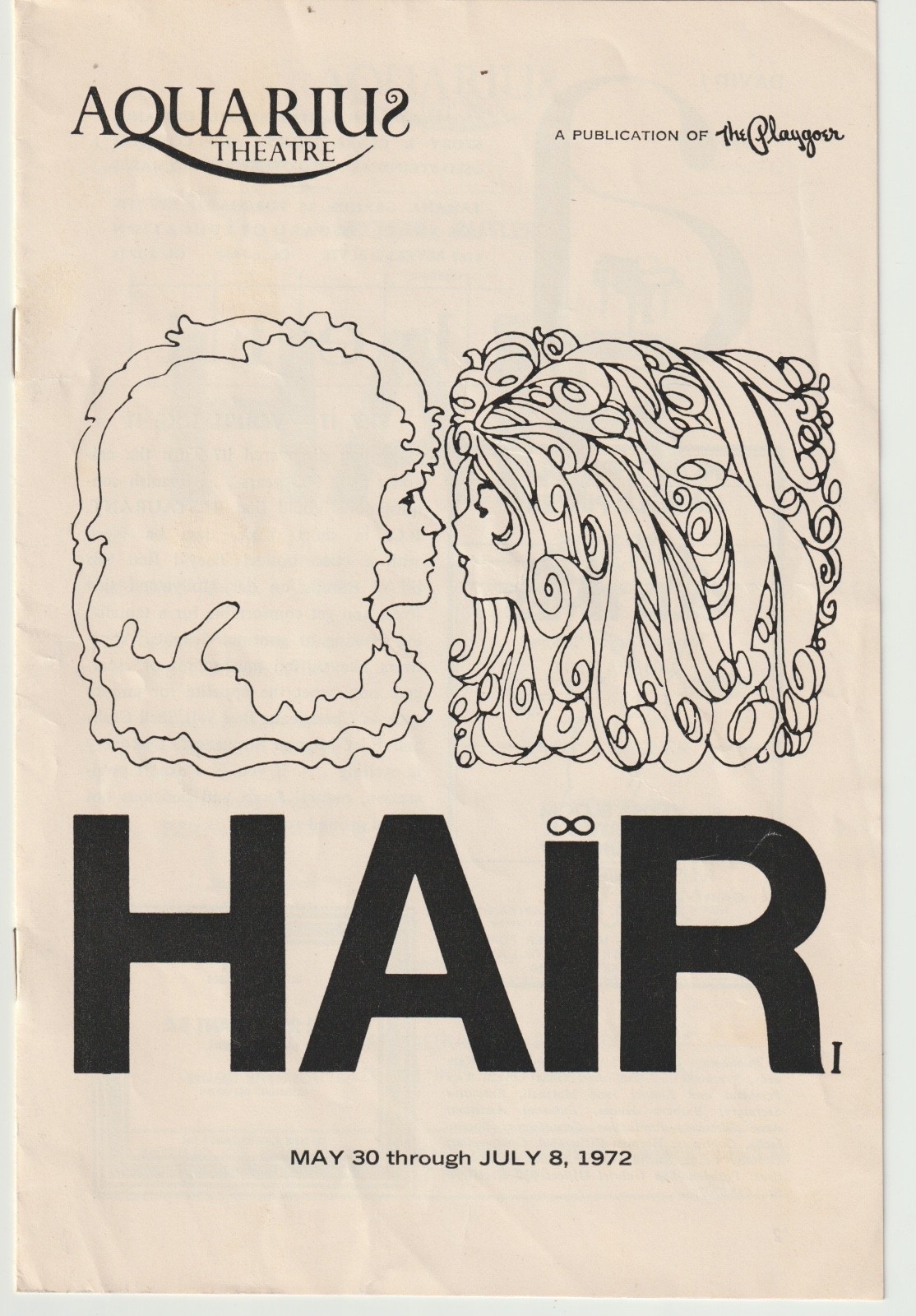 EPHEMERA: “HAIR”, AQUARIUS THEATRE PROGRAM, LOS ANGELES, CA 1972