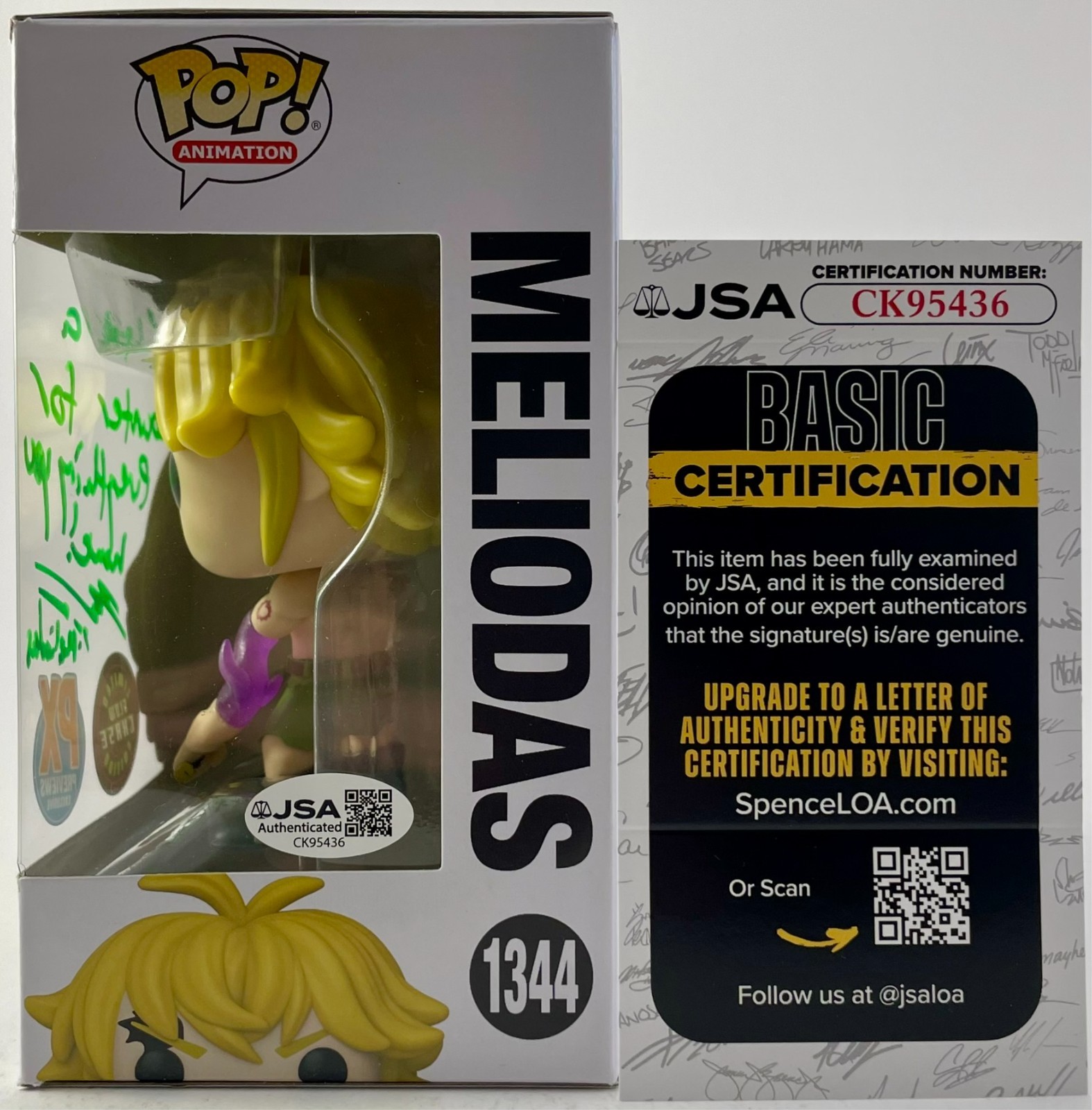 Bryce Papenbrook Signed The Seven Deadly Sins Meliodas Chase Funko POP! JSA COA